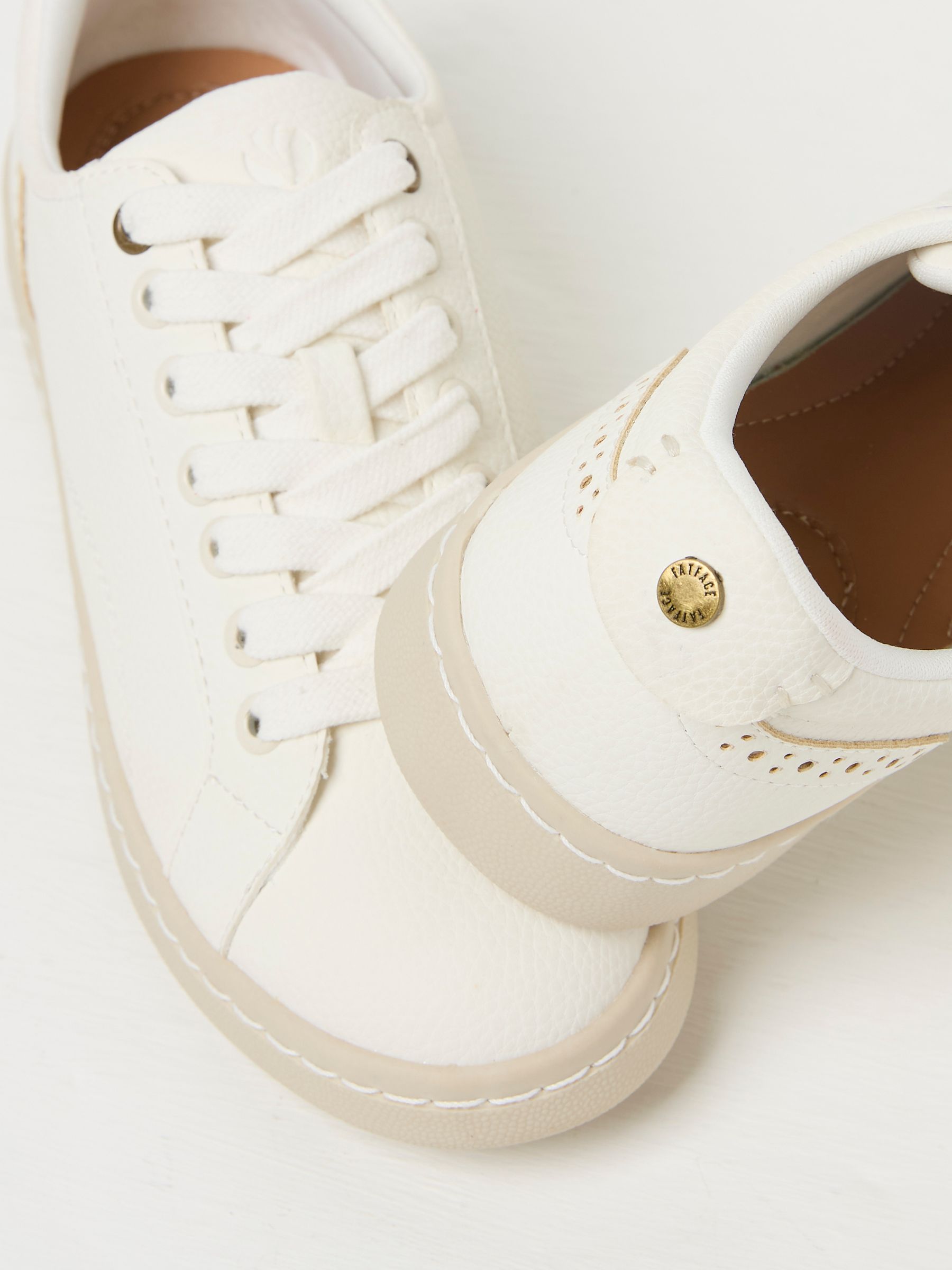White Nora Lace Up Trainer — location still life