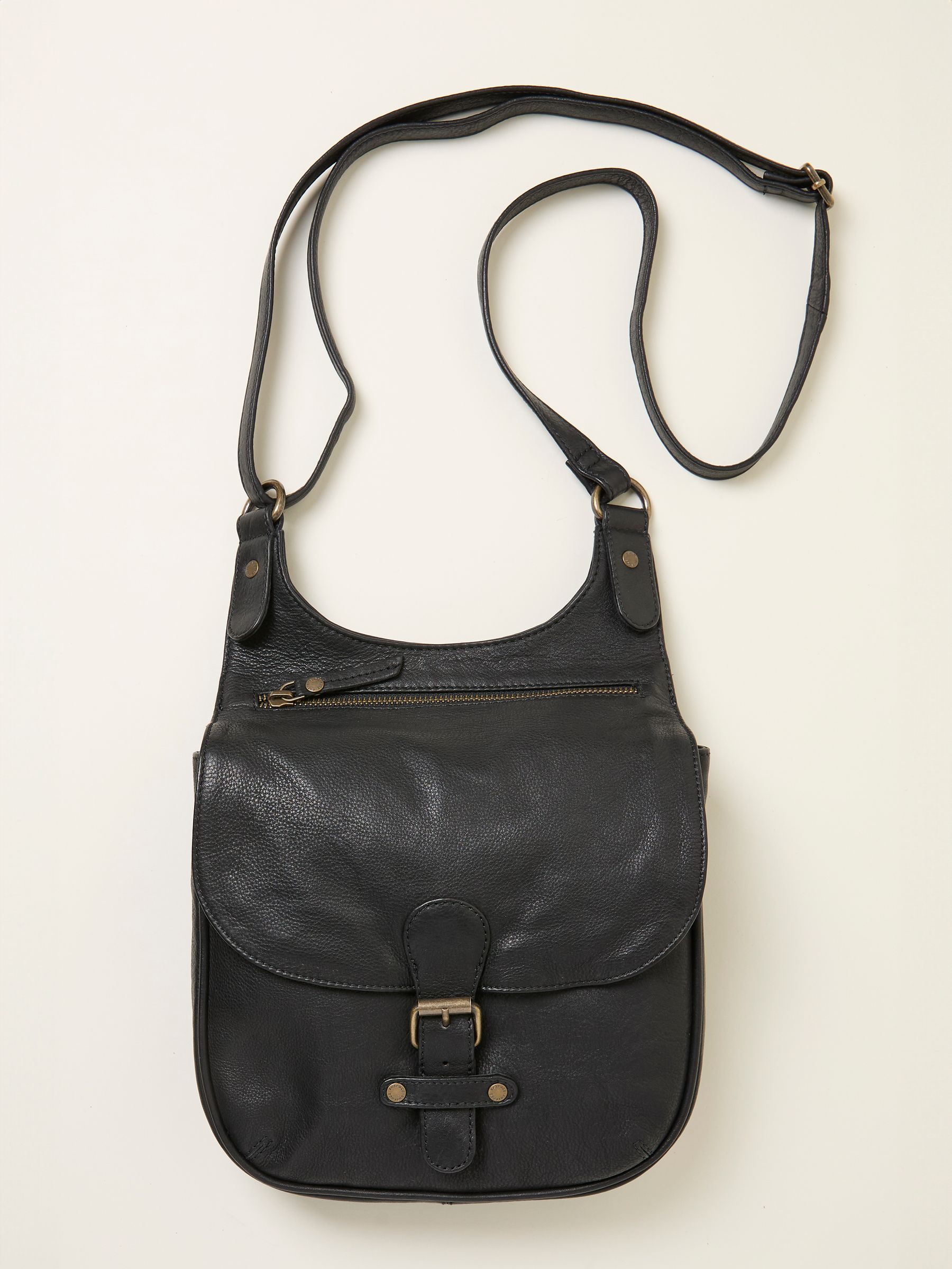 Anna Black Oiled Crossbody Bag