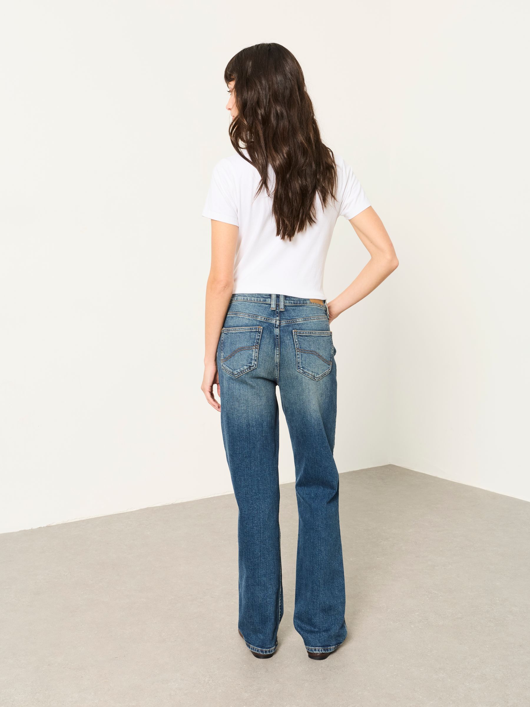 Filby Blue Denim Regular Relaxed Straight Jeans — location worn