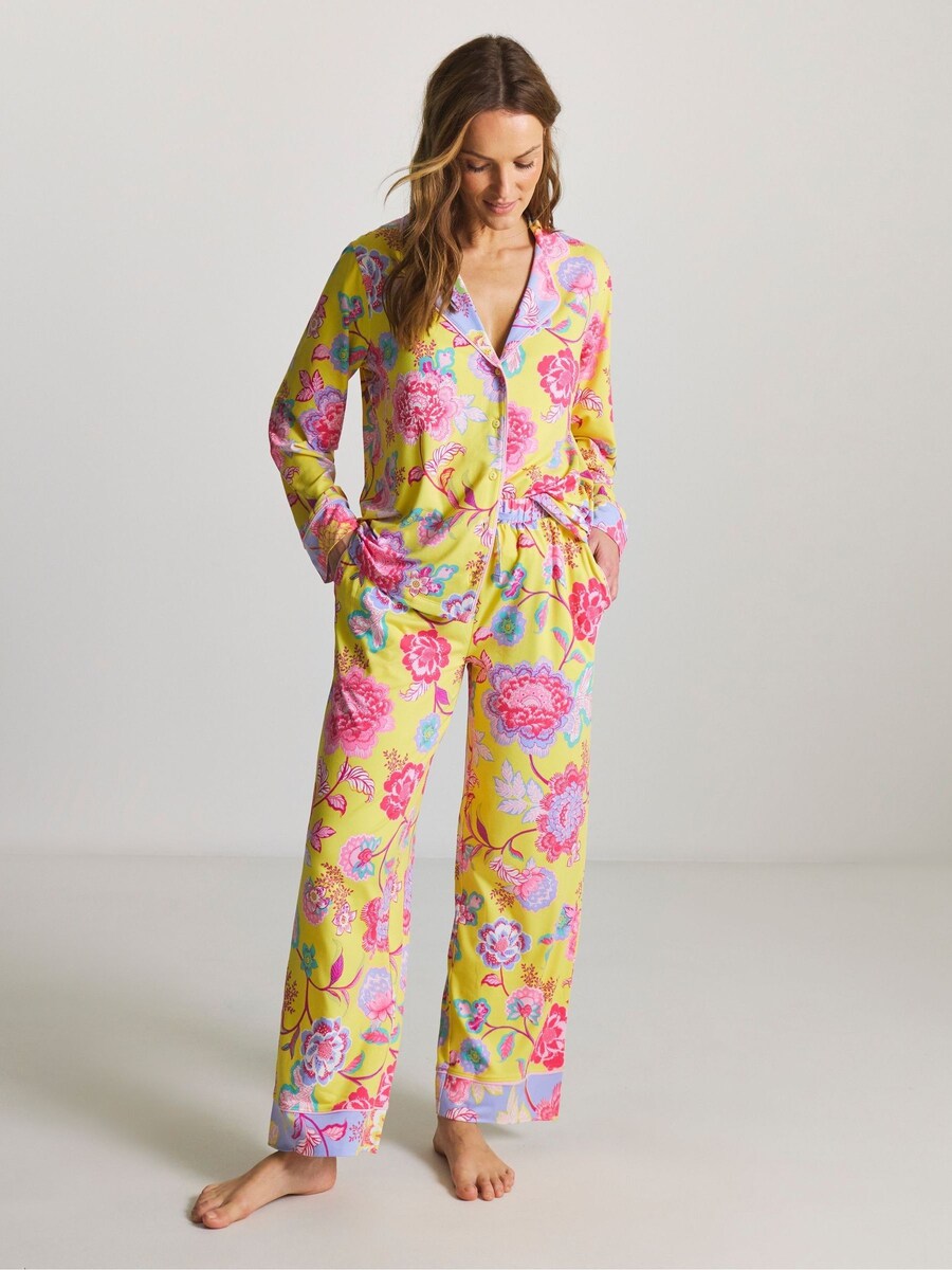 Yellow Floral Revere Long Sleeve Pyjamas