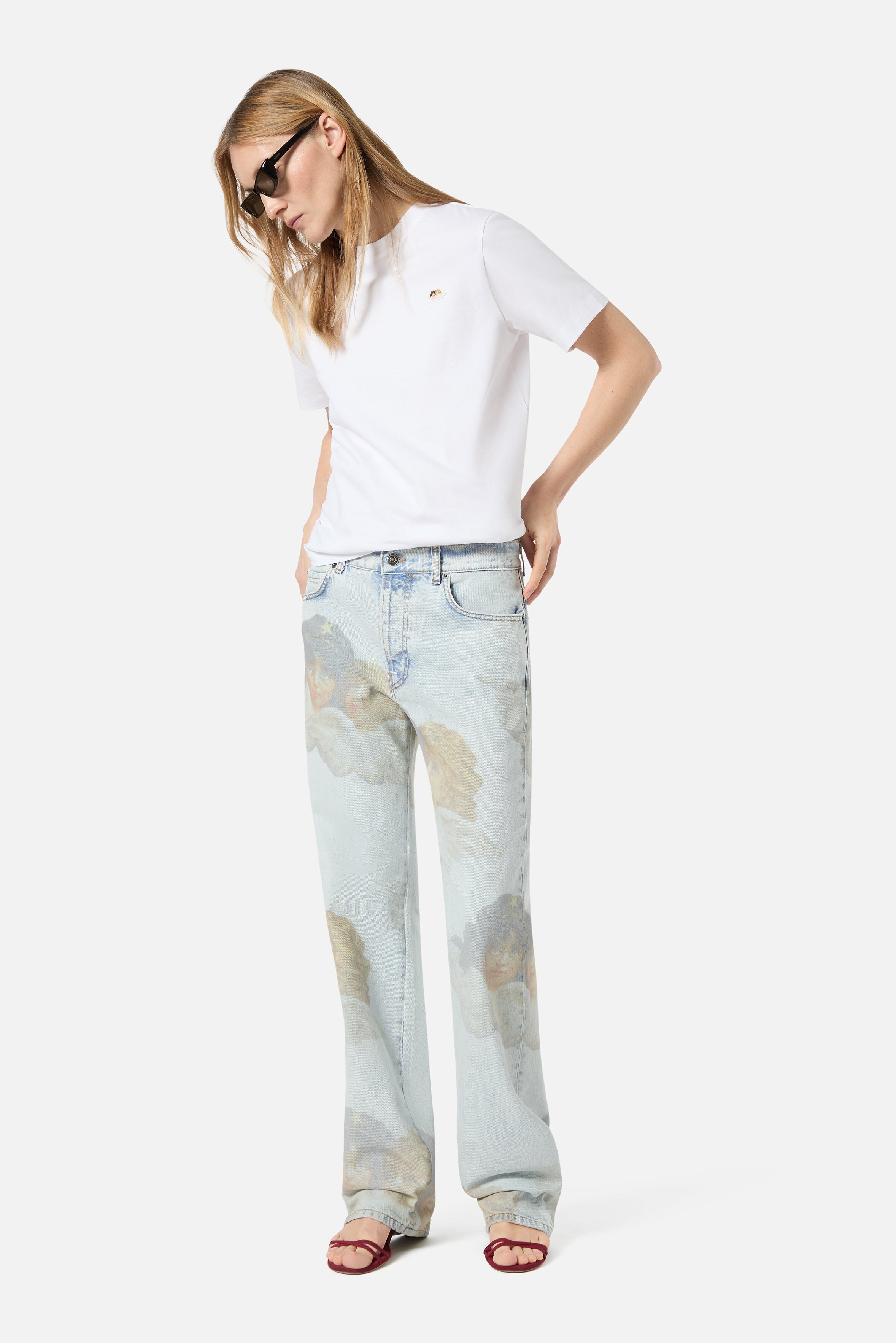 straight-leg proportion styled with a white tee