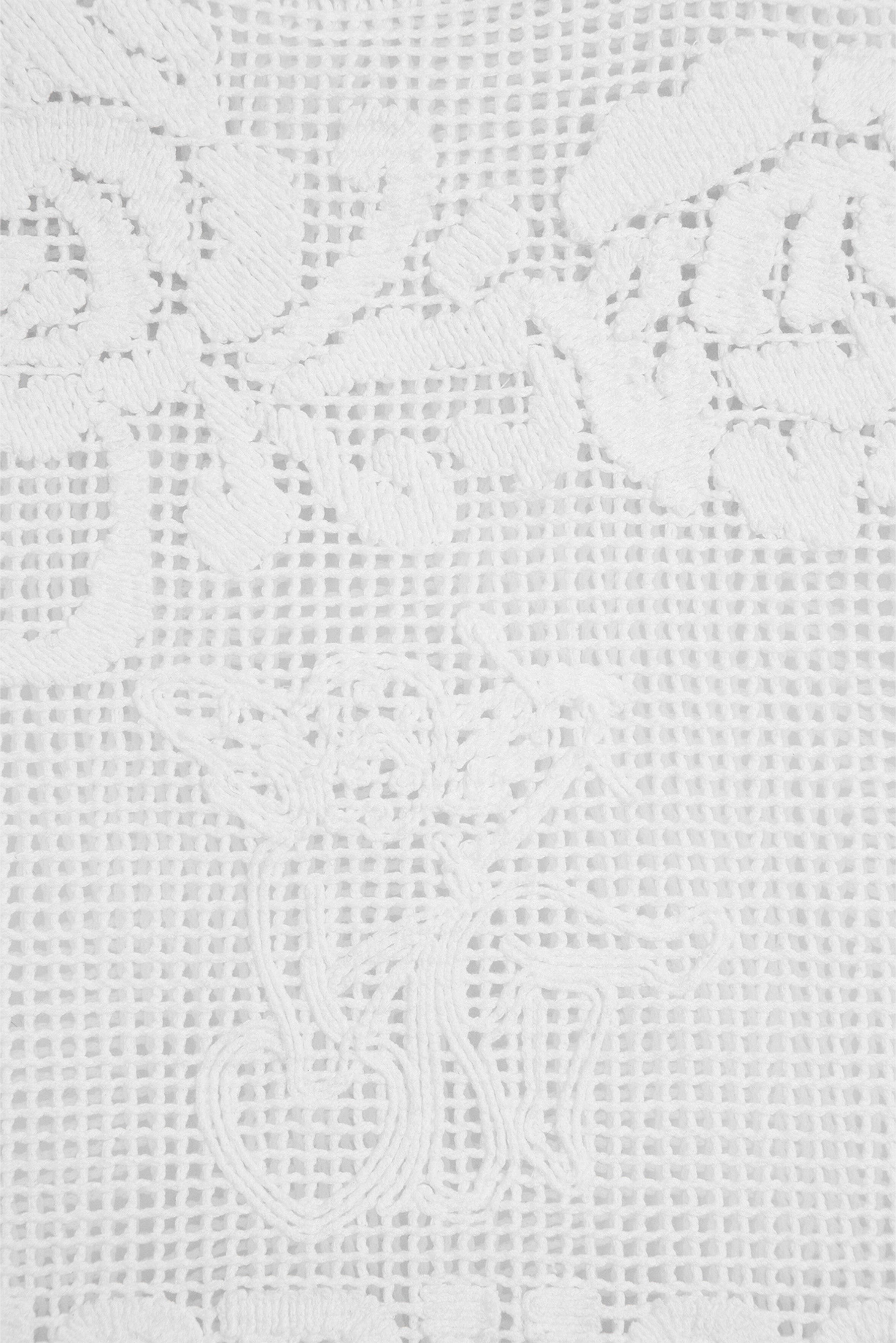 detail of the Cupid motif worked into the crochet