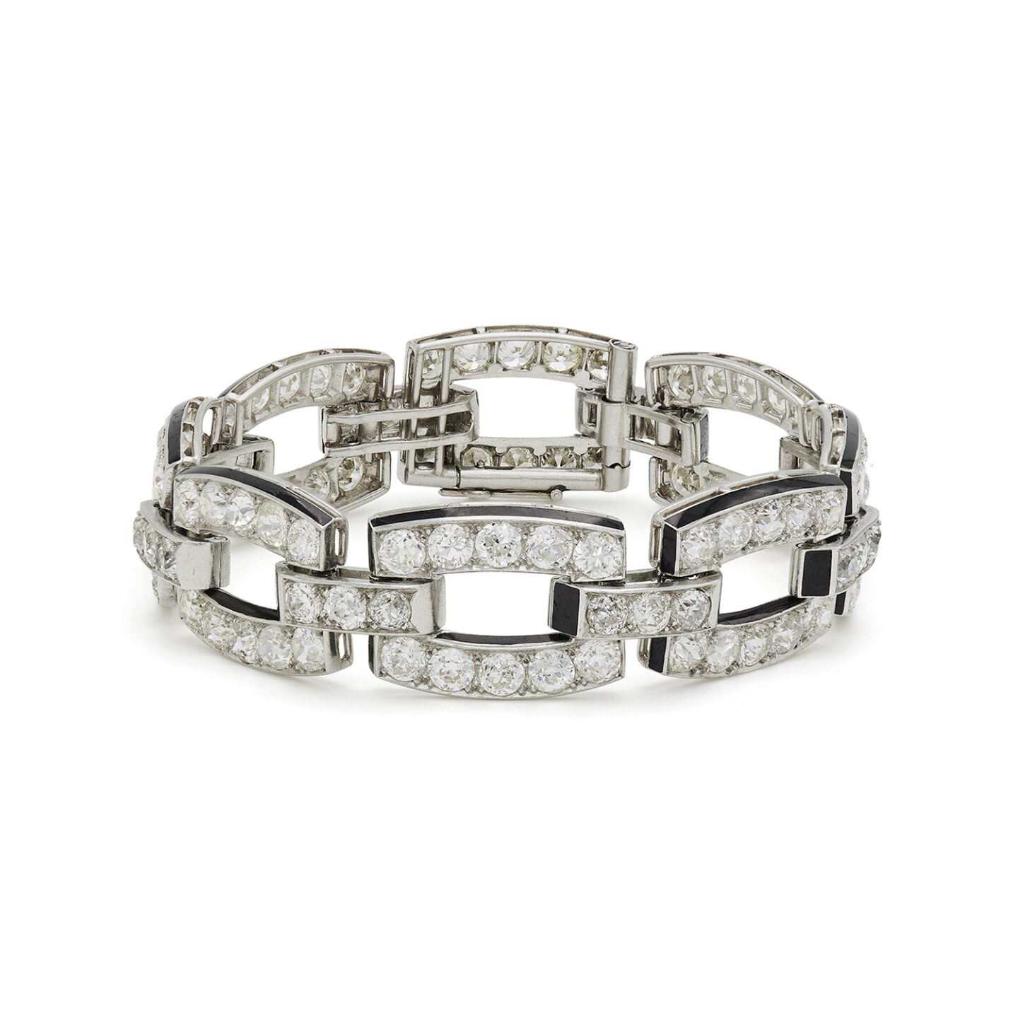 Art Deco Diamond and Black Enamel Bracelet by Cartier