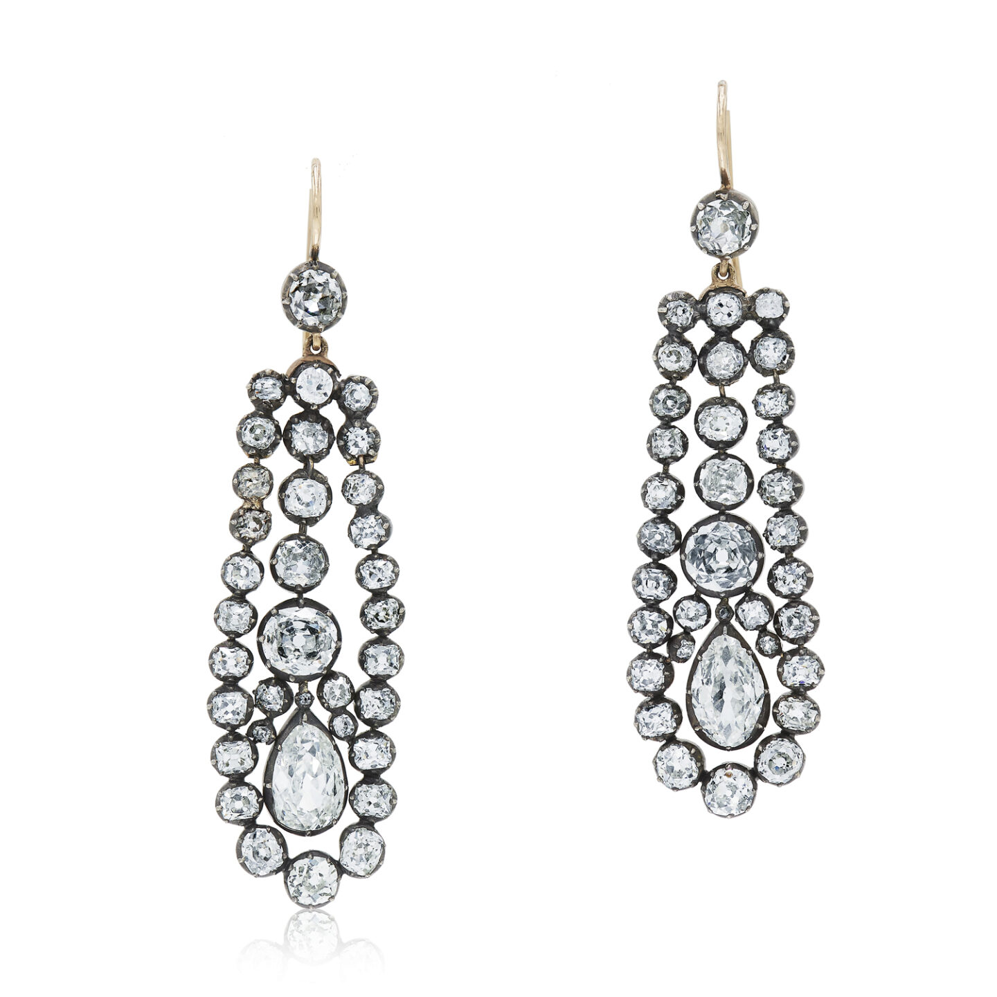 Georgian Old Mine Diamond Pendant Earrings