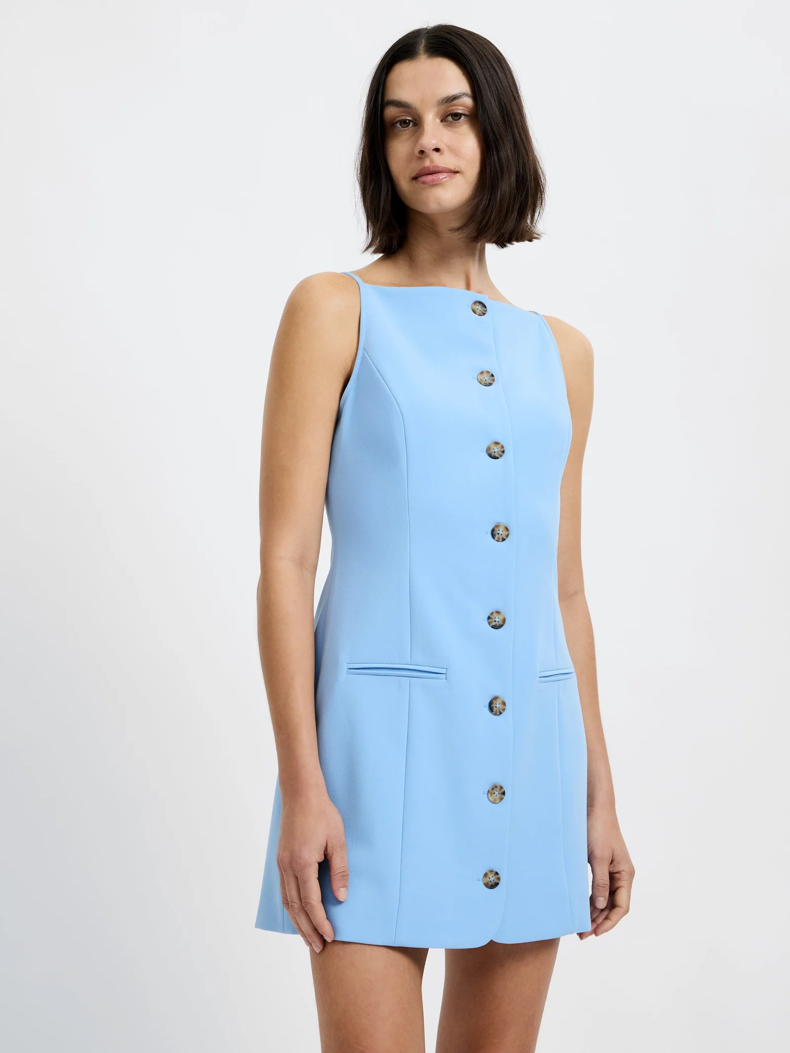 Cropped studio view of the square neckline