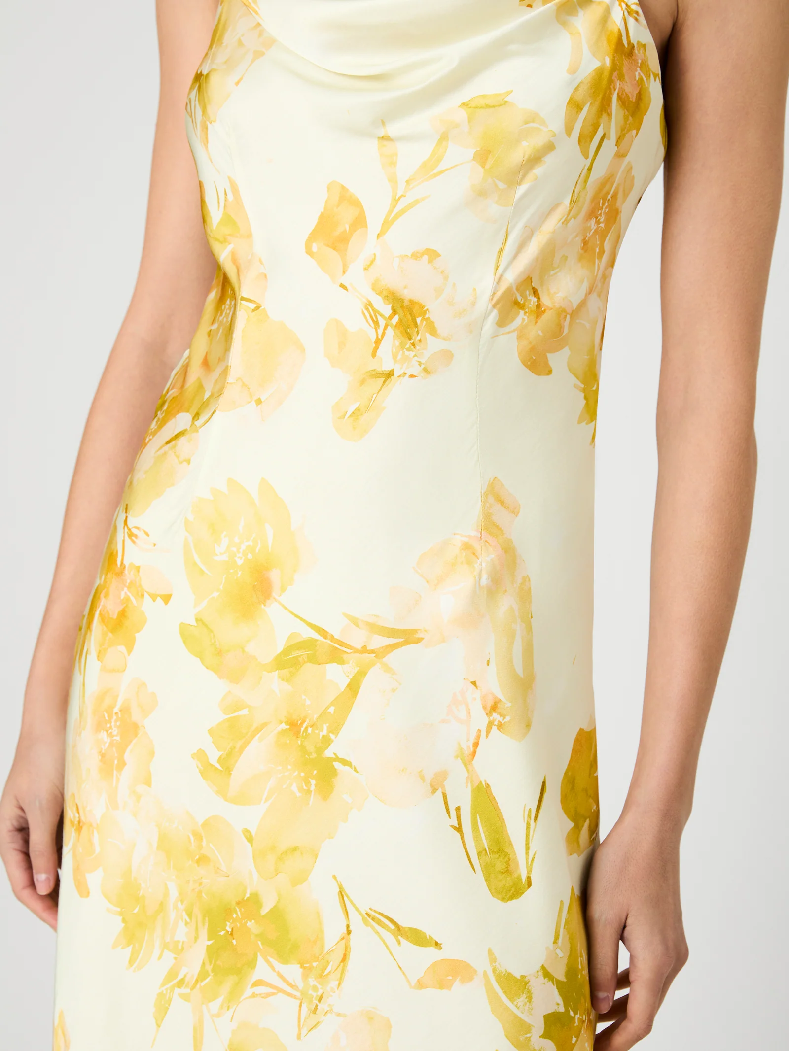 Satin floral print closeup