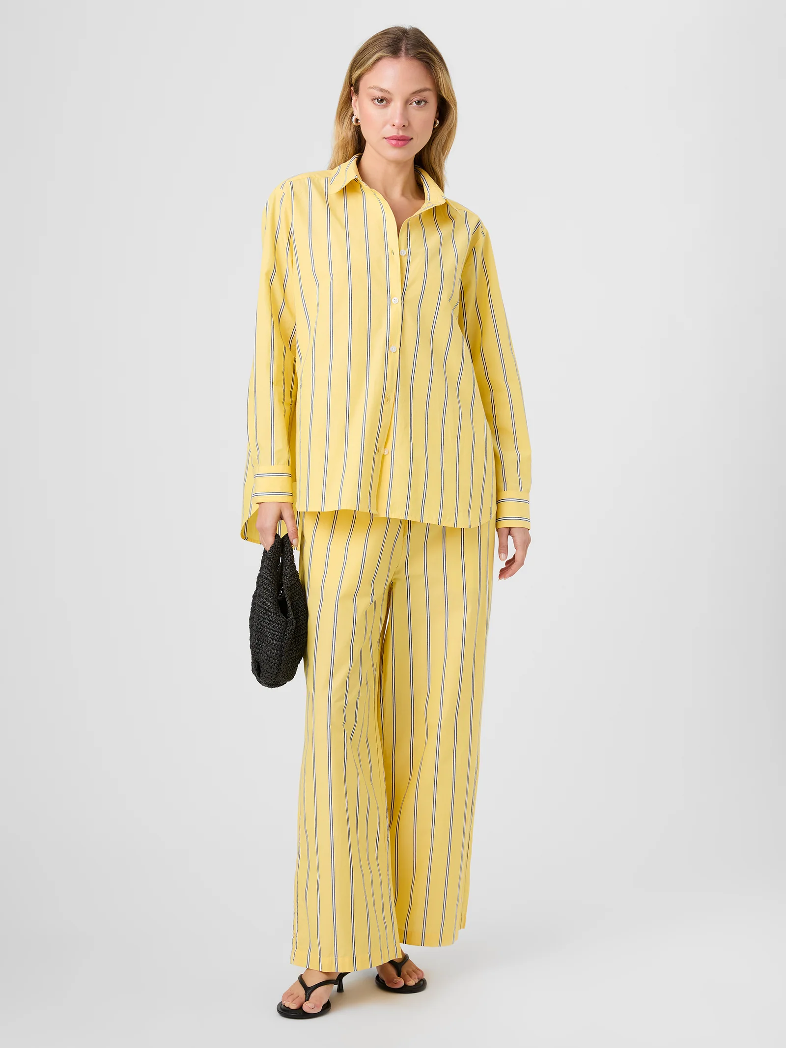 Full studio view of the relaxed wide leg