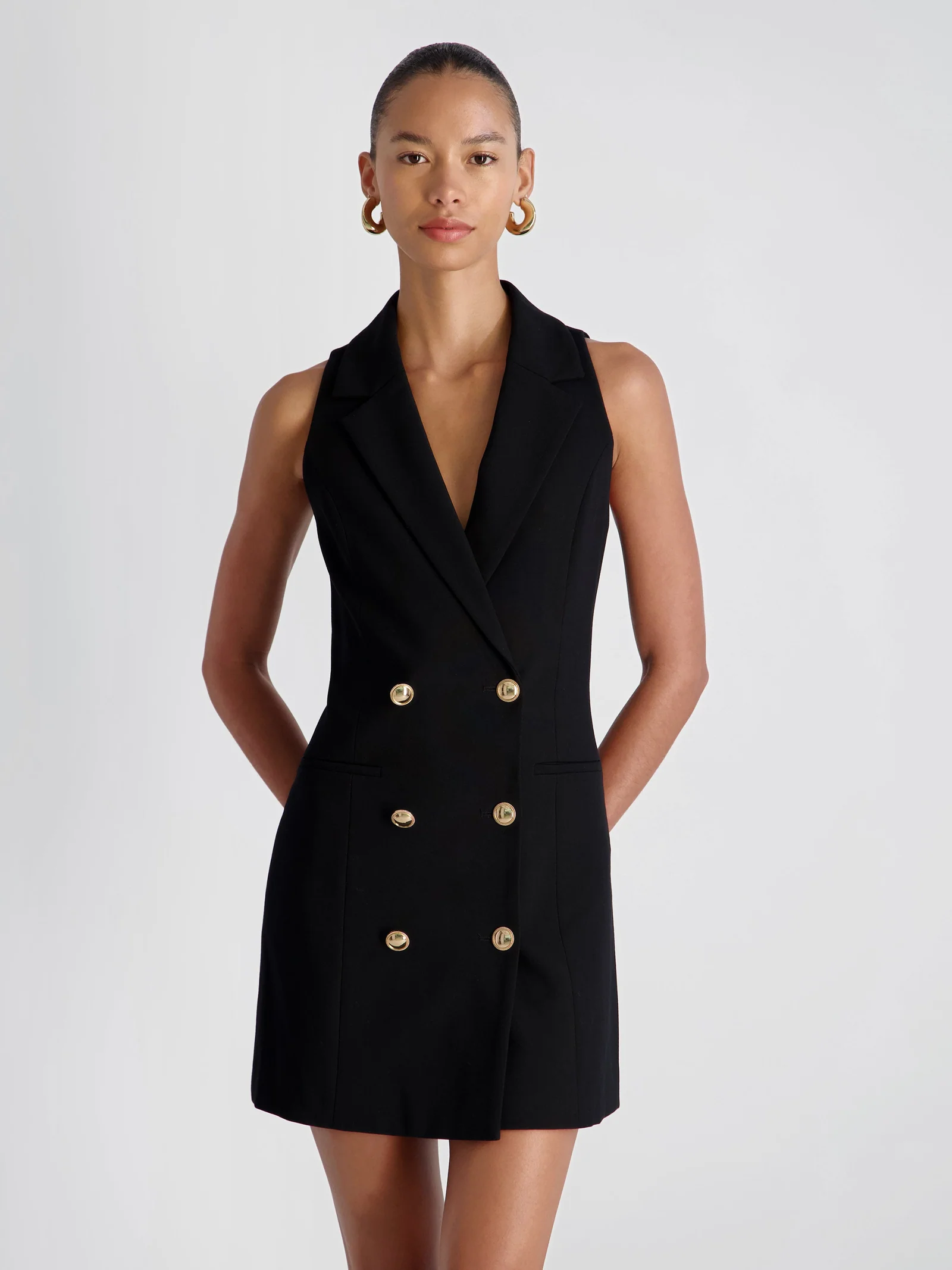 Whisper Double Breasted Halter Mini Dress