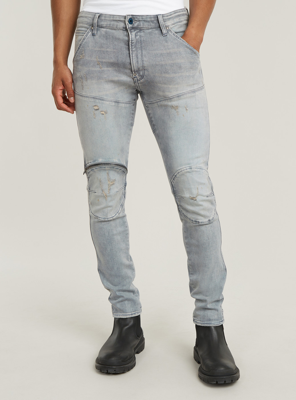 5620 3D Zip Knee Skinny Jeans