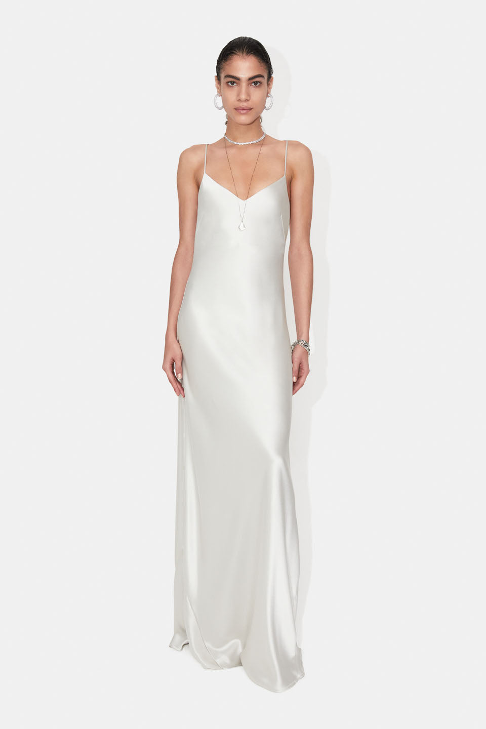 Satin V-Neck Slip Dress