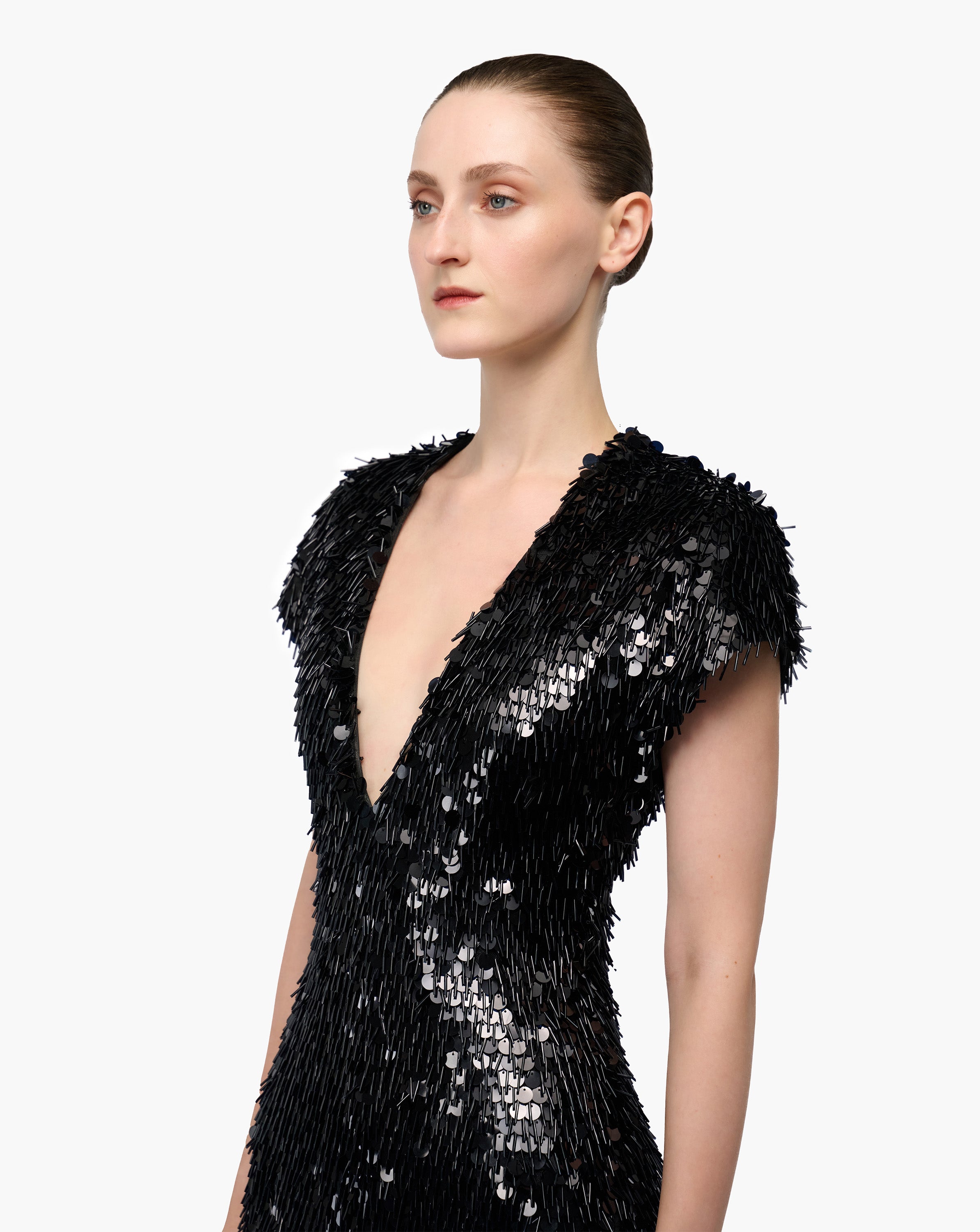 Close view of sequined fringe