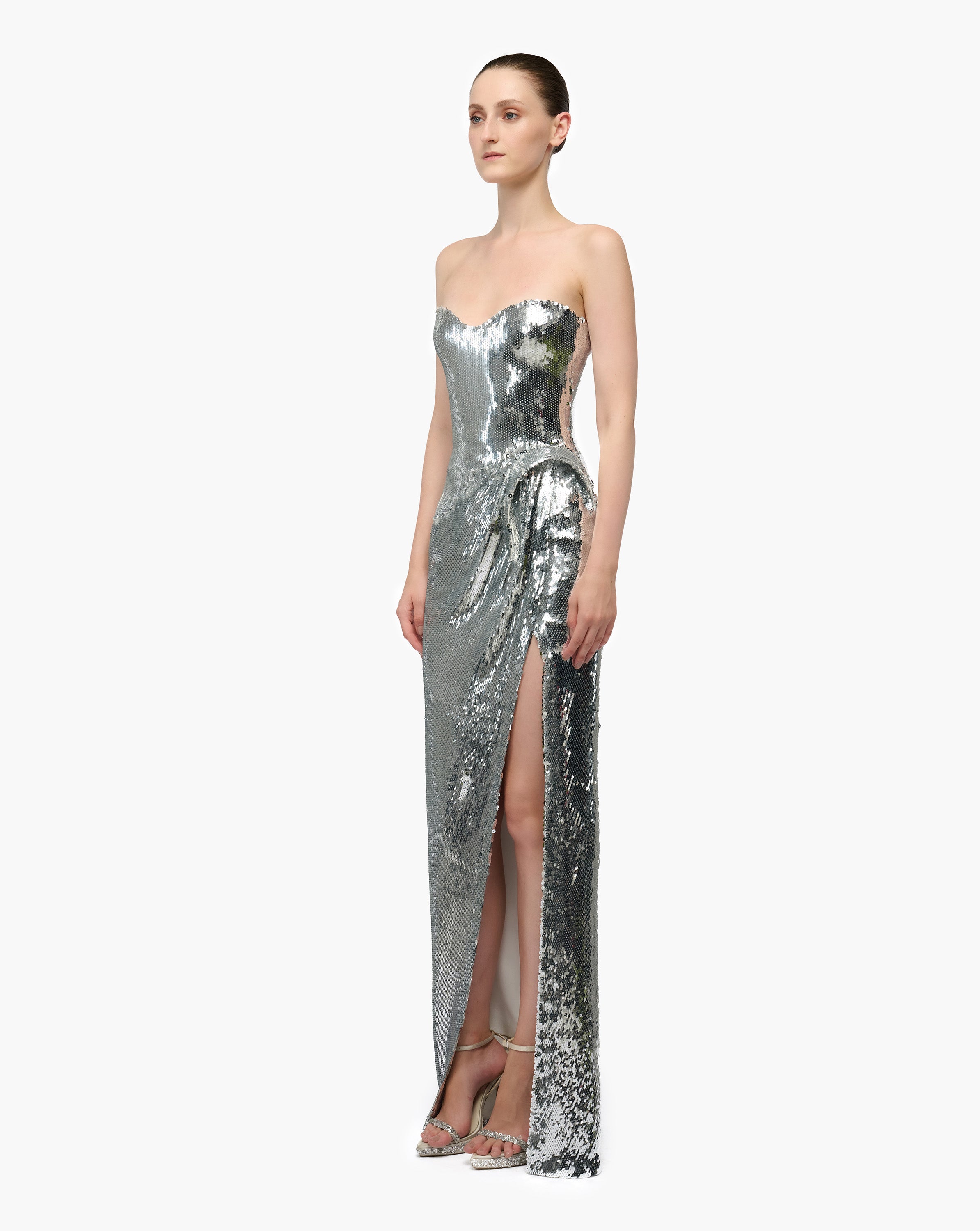 Celeste Peplum Drape Gown