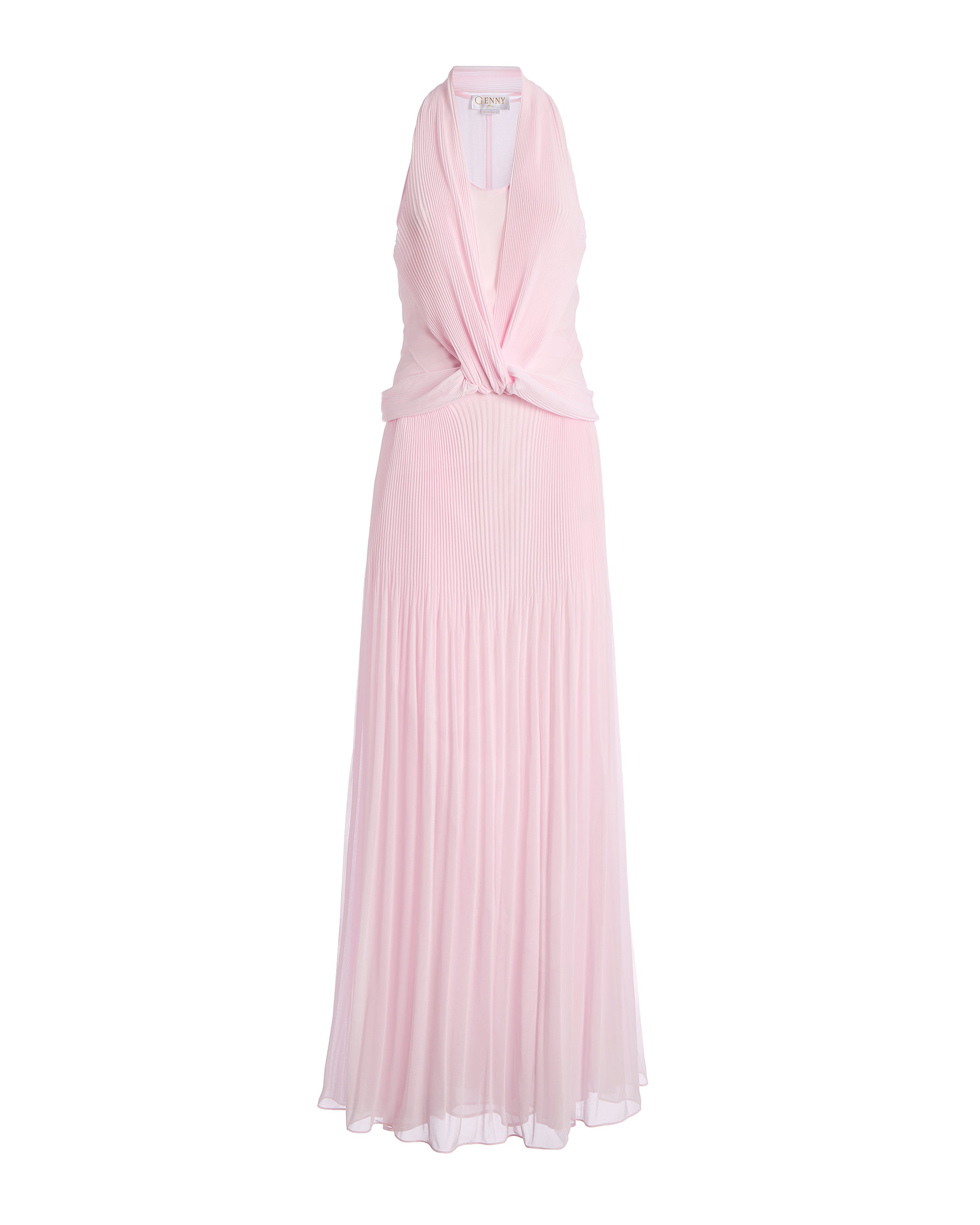 Long Dress with Pleated Crossover Detail