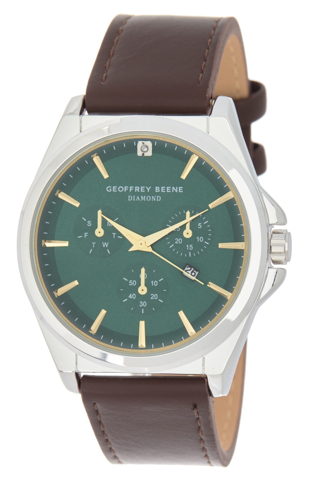 Green dial leather strap