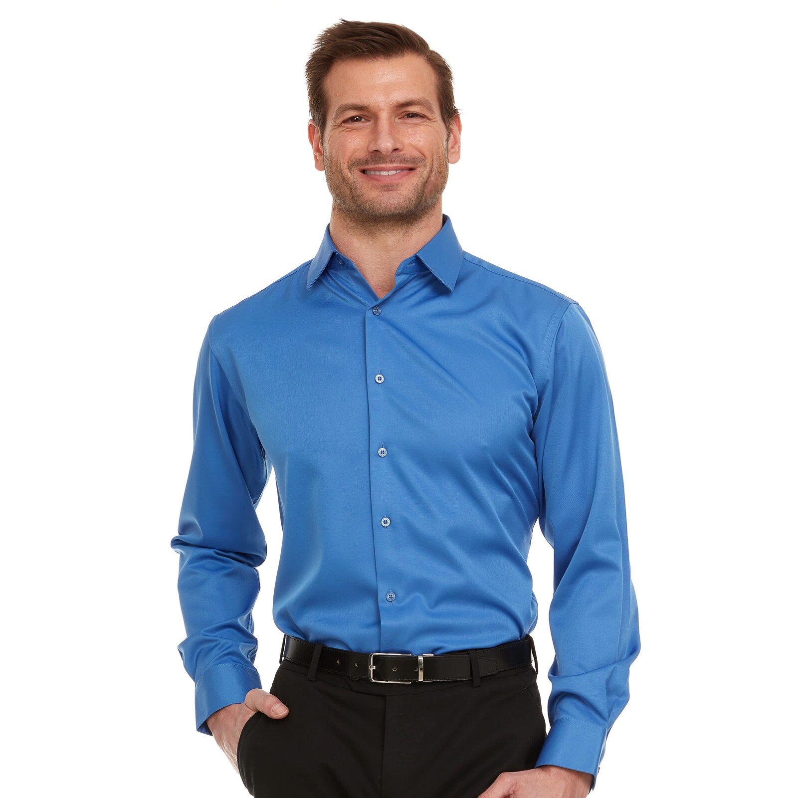 Slim-Fit Sateen Stretch Dress Shirt