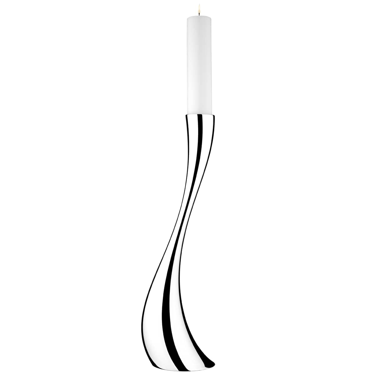 Tall floor candleholders in mirror-polished steel