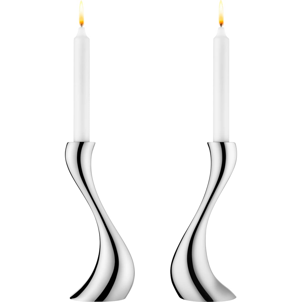 Large Cobra candleholders with white candles