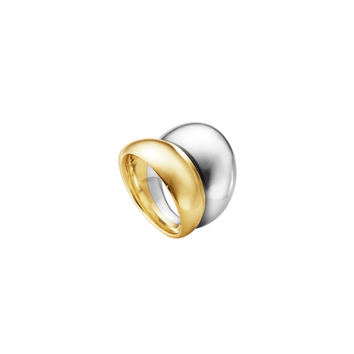 Curve ring in silver and yellow gold