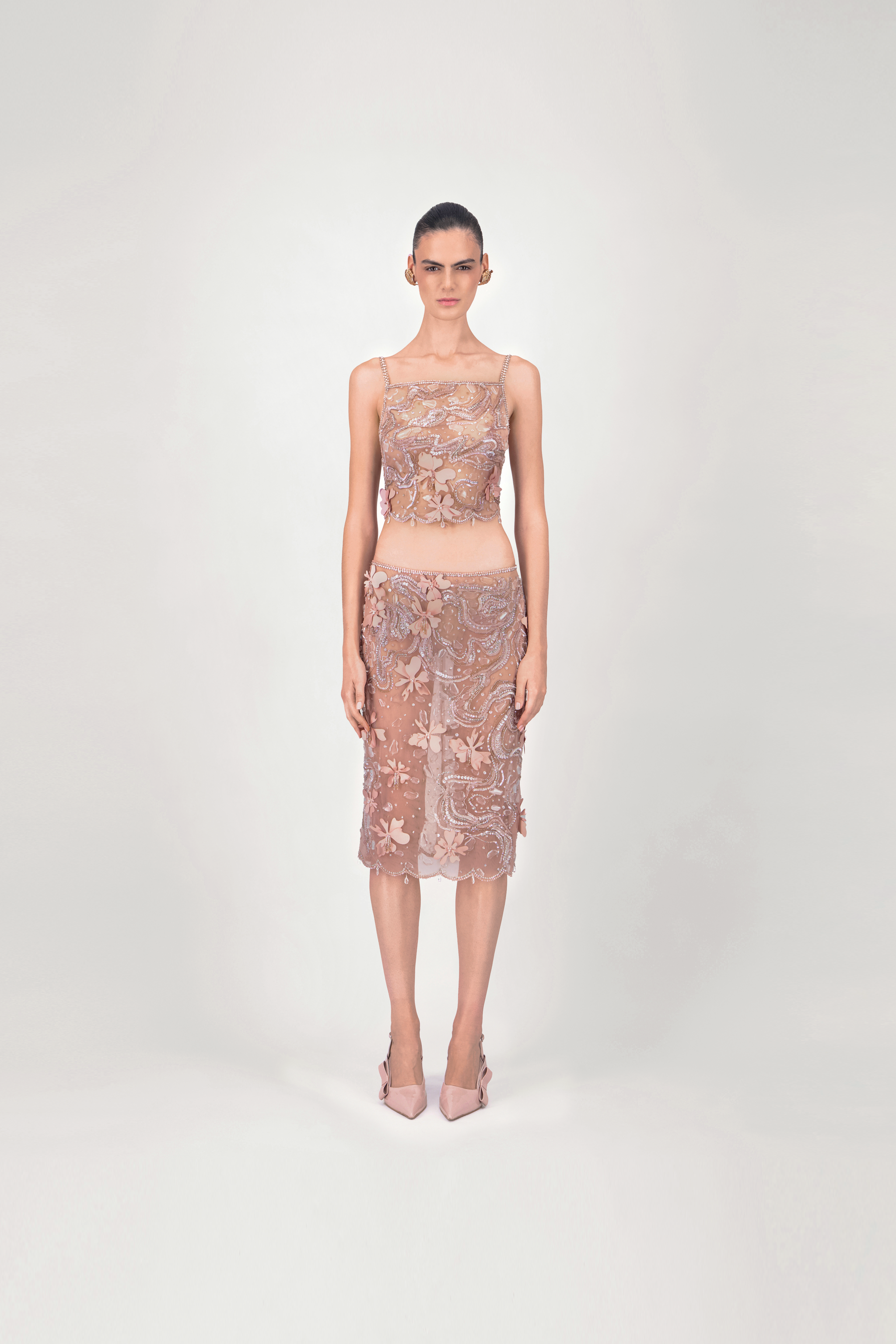 Embroidered Tulle Short Skirt
