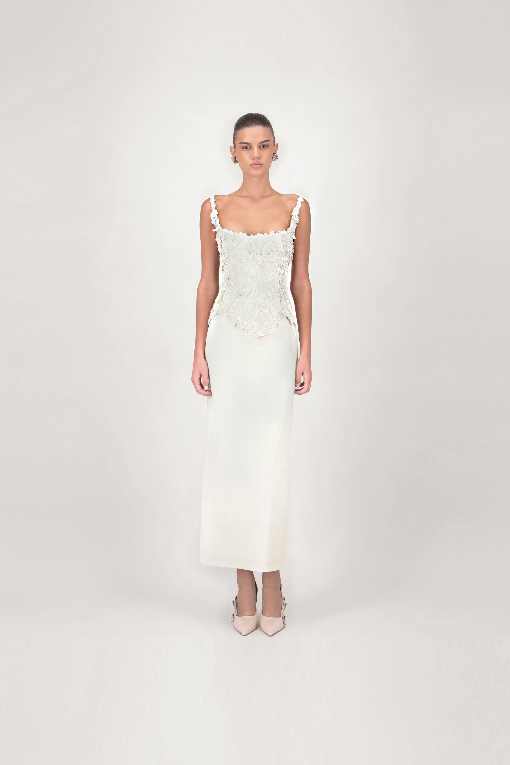 Strap Lace Corset Midi Dress