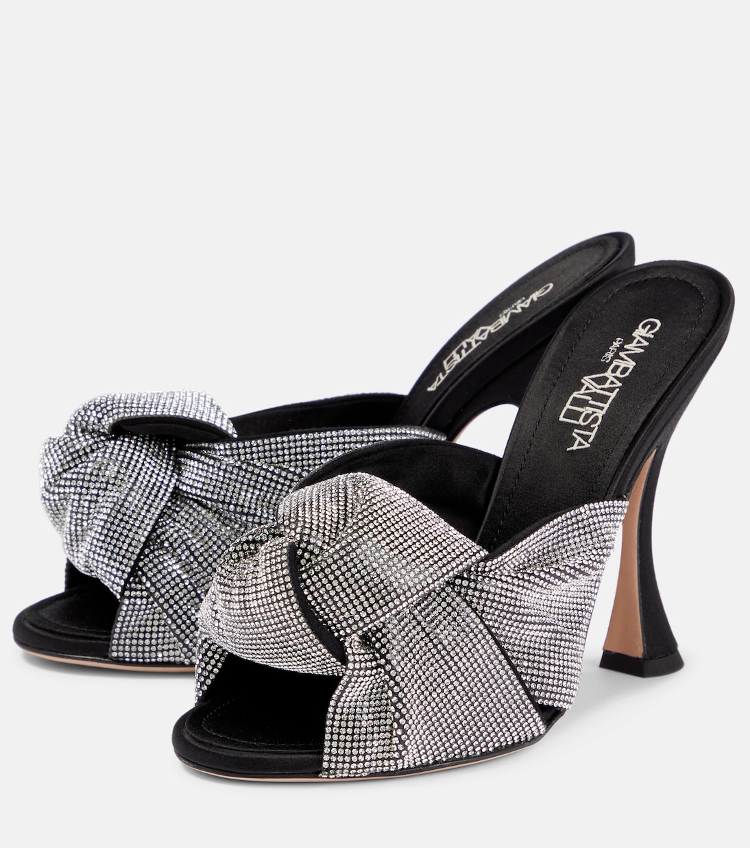 Crystal-Embellished Satin Sandals
