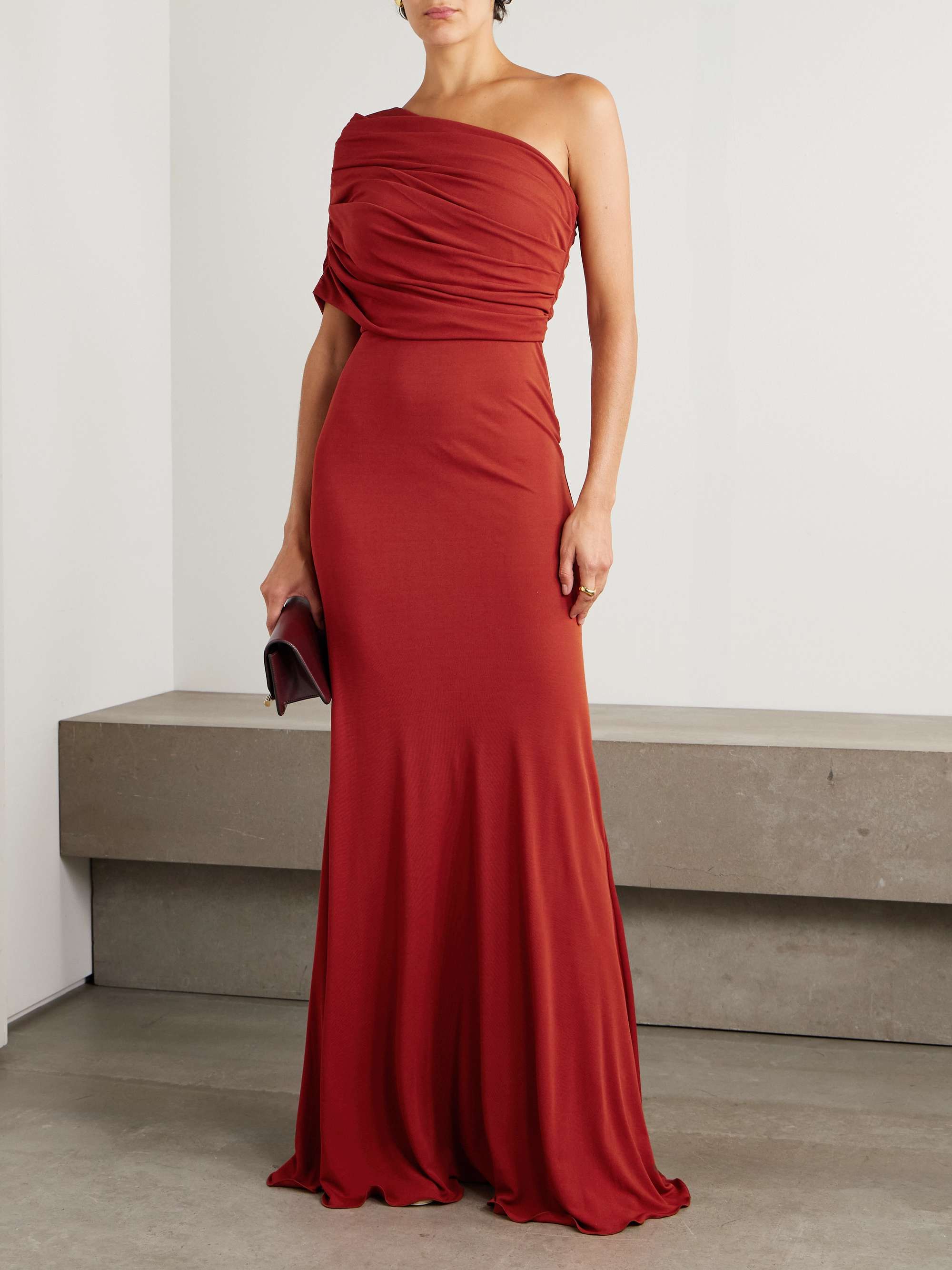 One-Shoulder Draped Jersey Gown