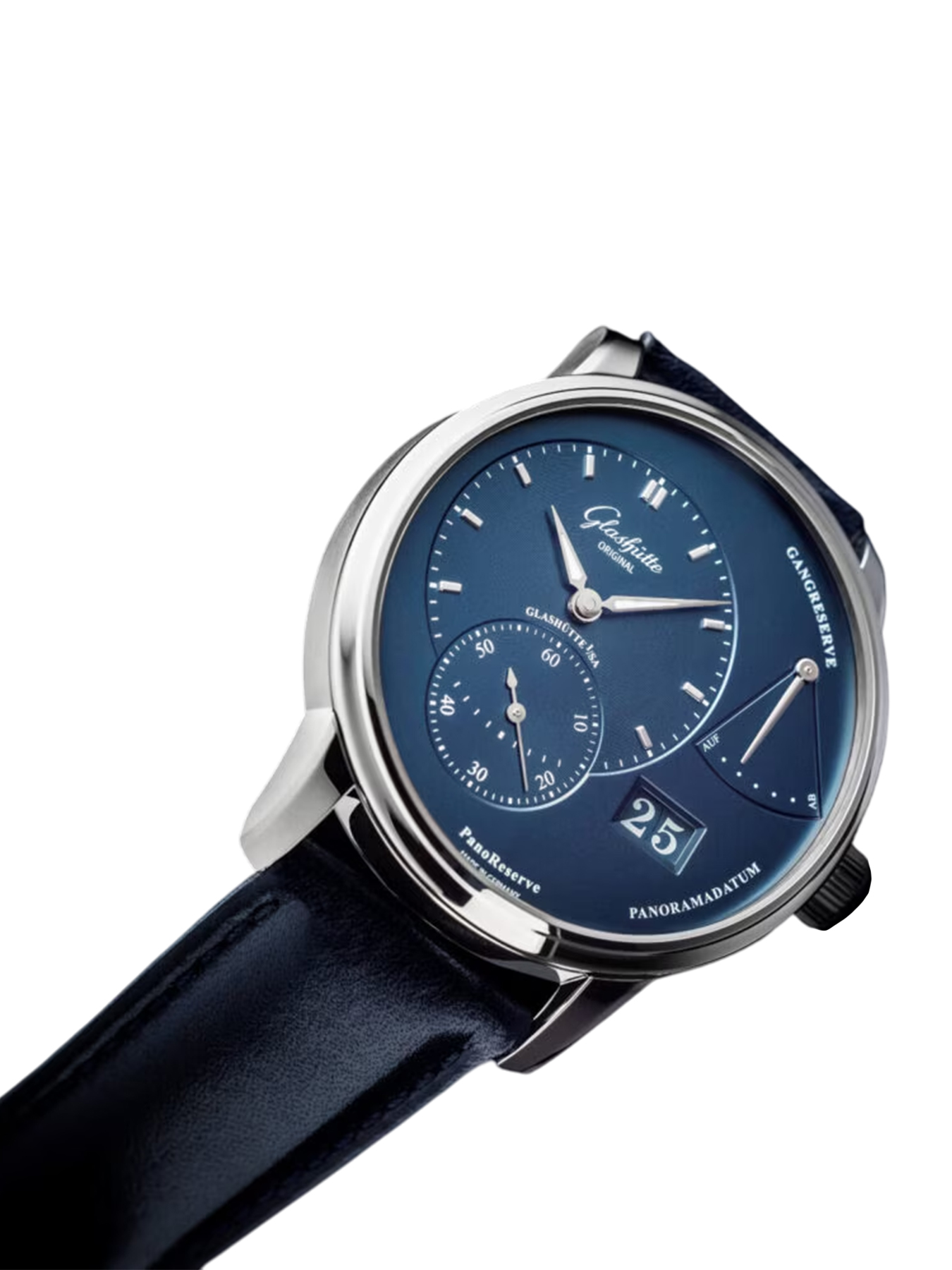 Clean product view of the PanoReserve on blue strap