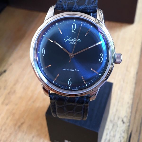 Wrist-style view of the Sixties blue dial