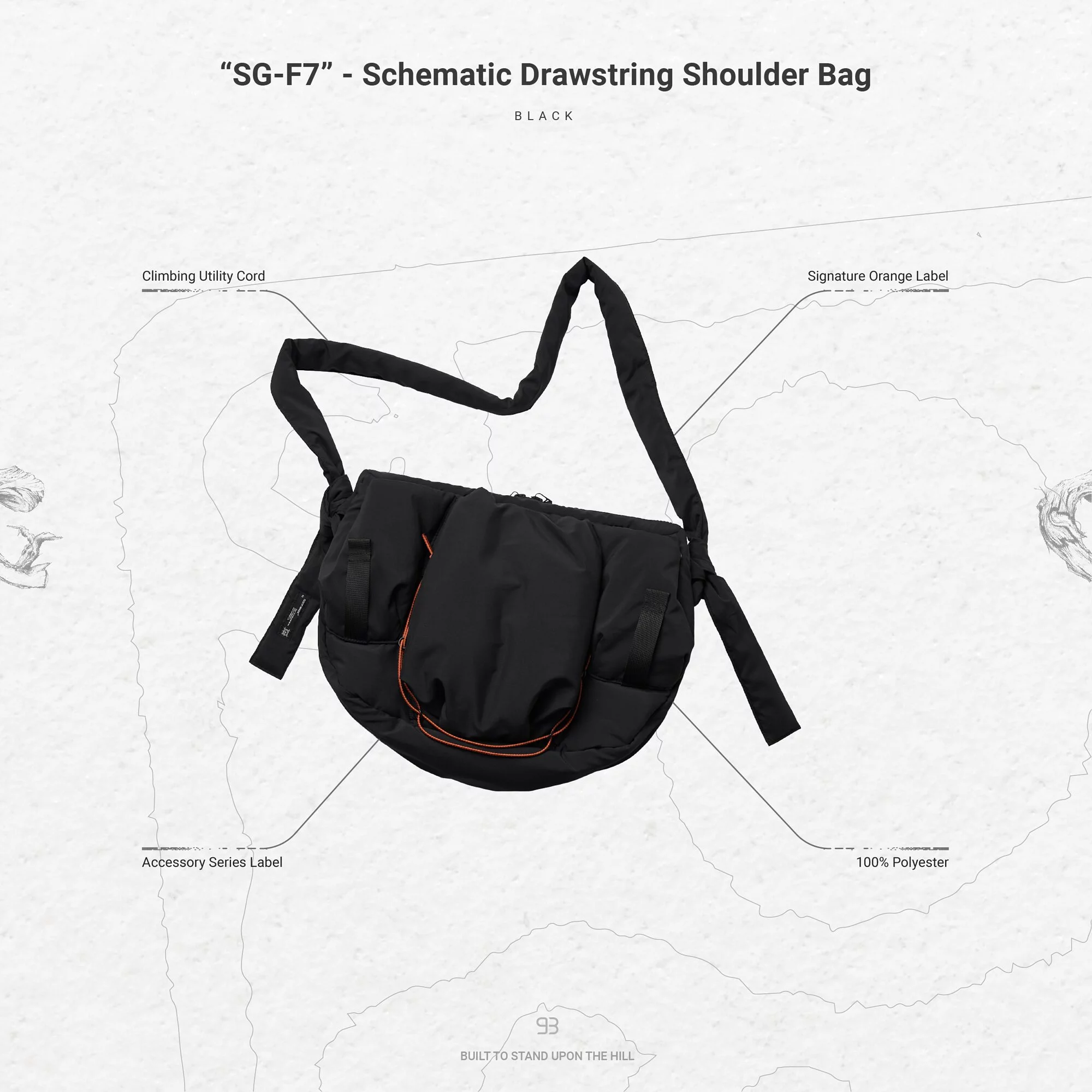 SG-F7 Schematic Drawstring Shoulder Bag