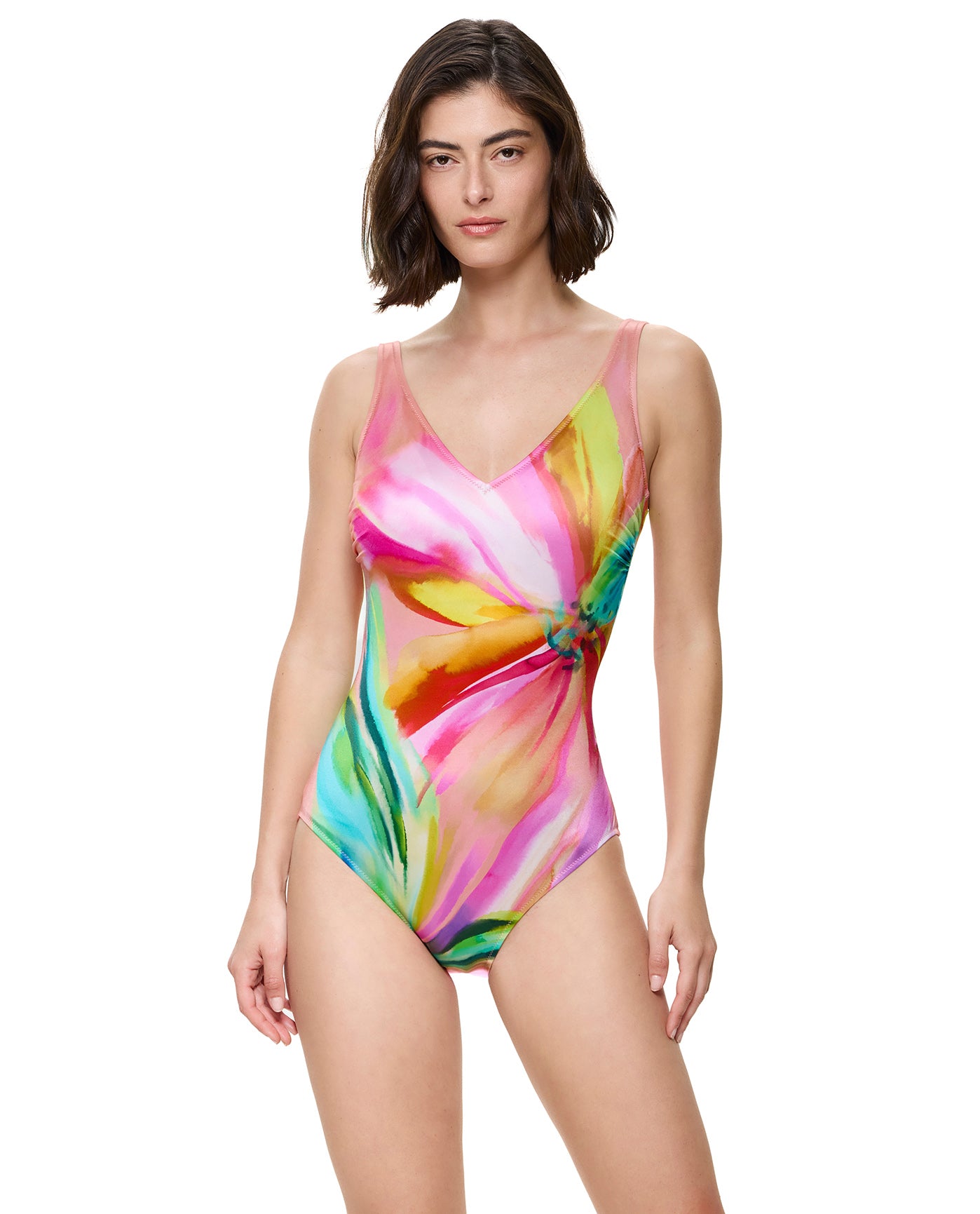 Floral Rhythm V-Neck One Piece
