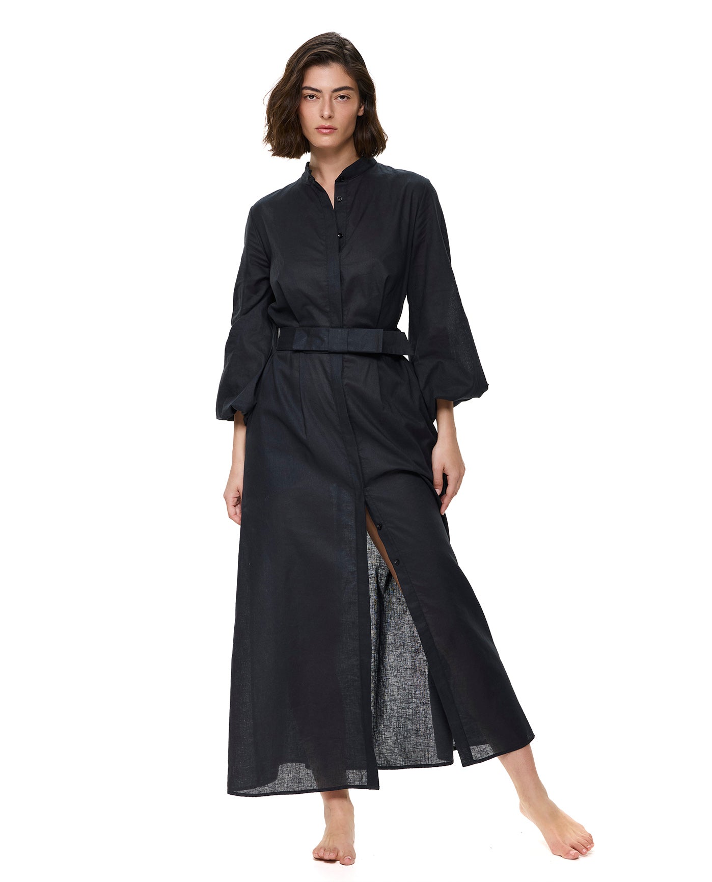 Modern Muse Belted Button-Up Linen Dress Cover-Up