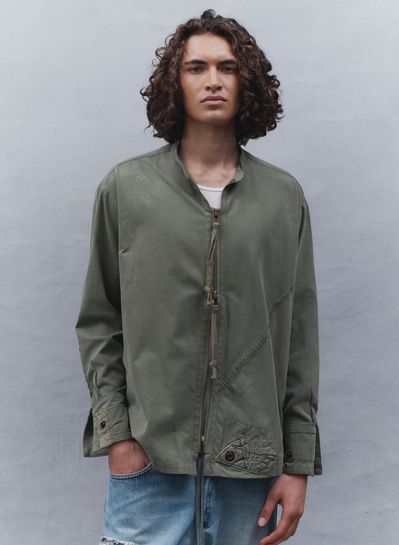 Army Tent Zip Front Studio Jacket