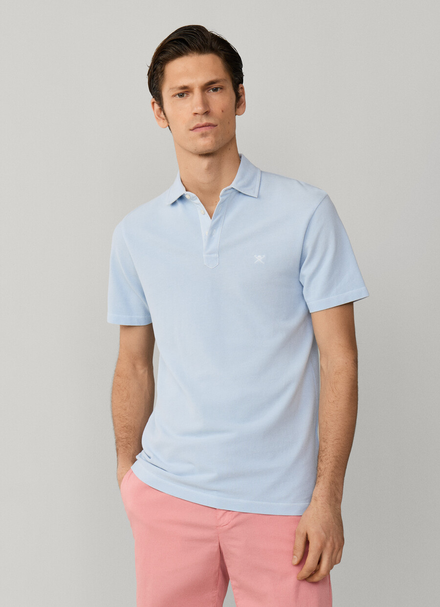 pink pique polo back