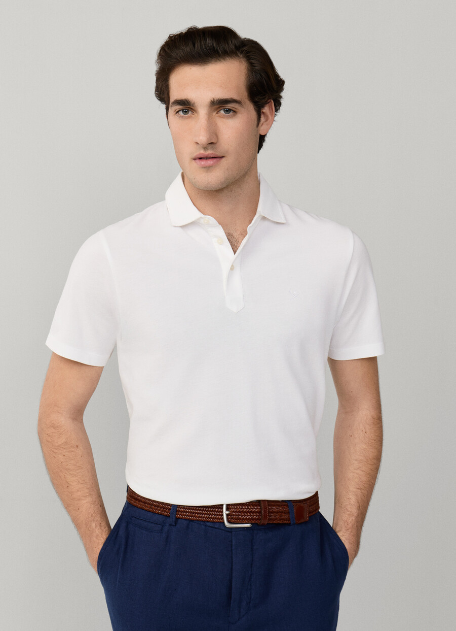 optic-white pique polo front