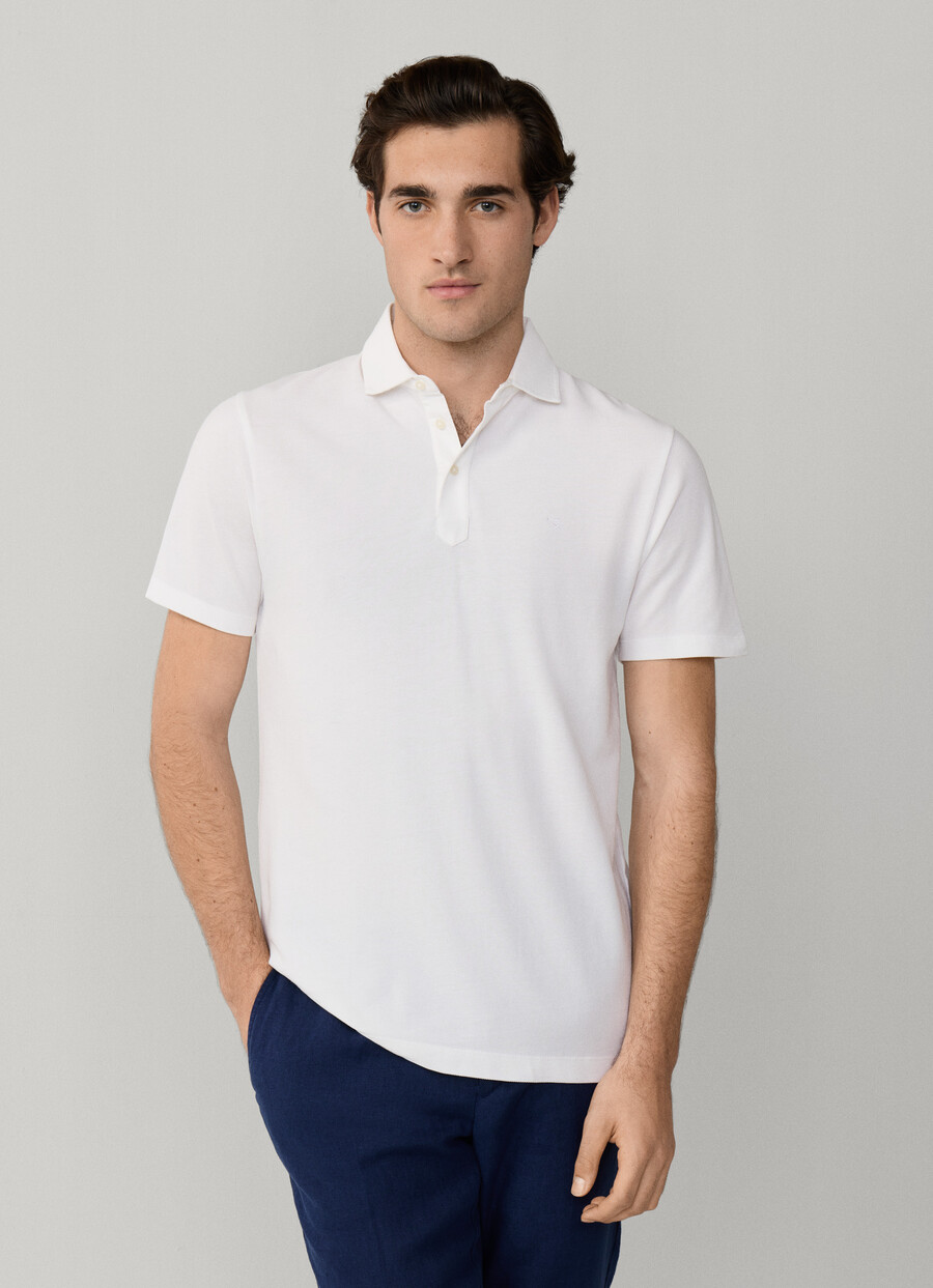 optic-white pique polo back