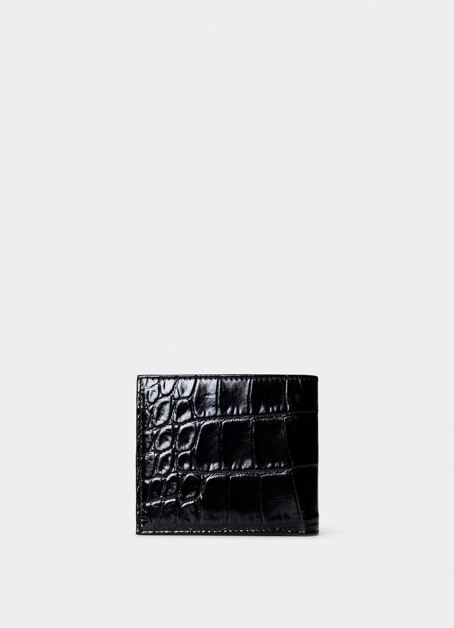 black croc-stamped wallet open
