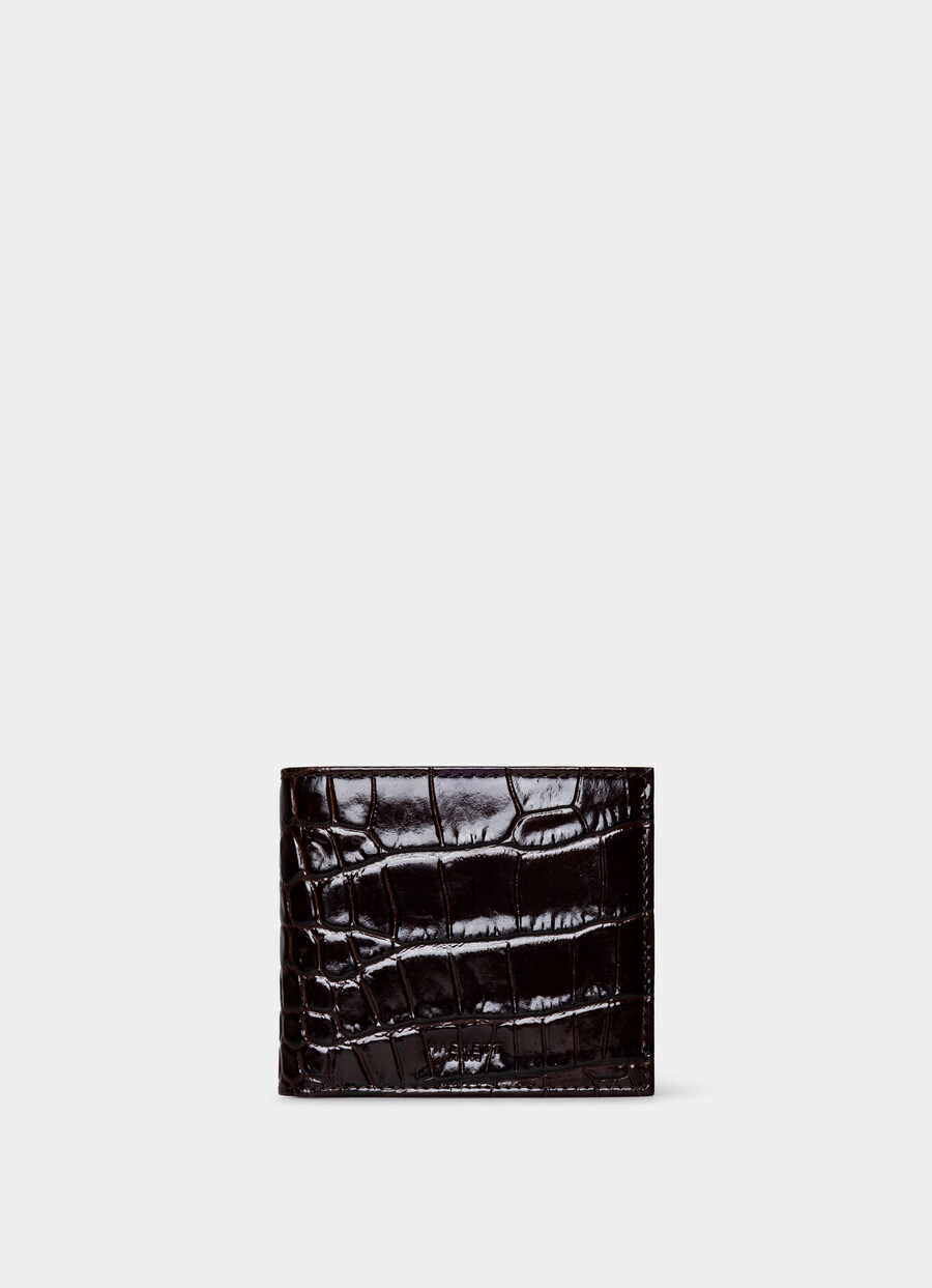 brown croc-stamped wallet closed