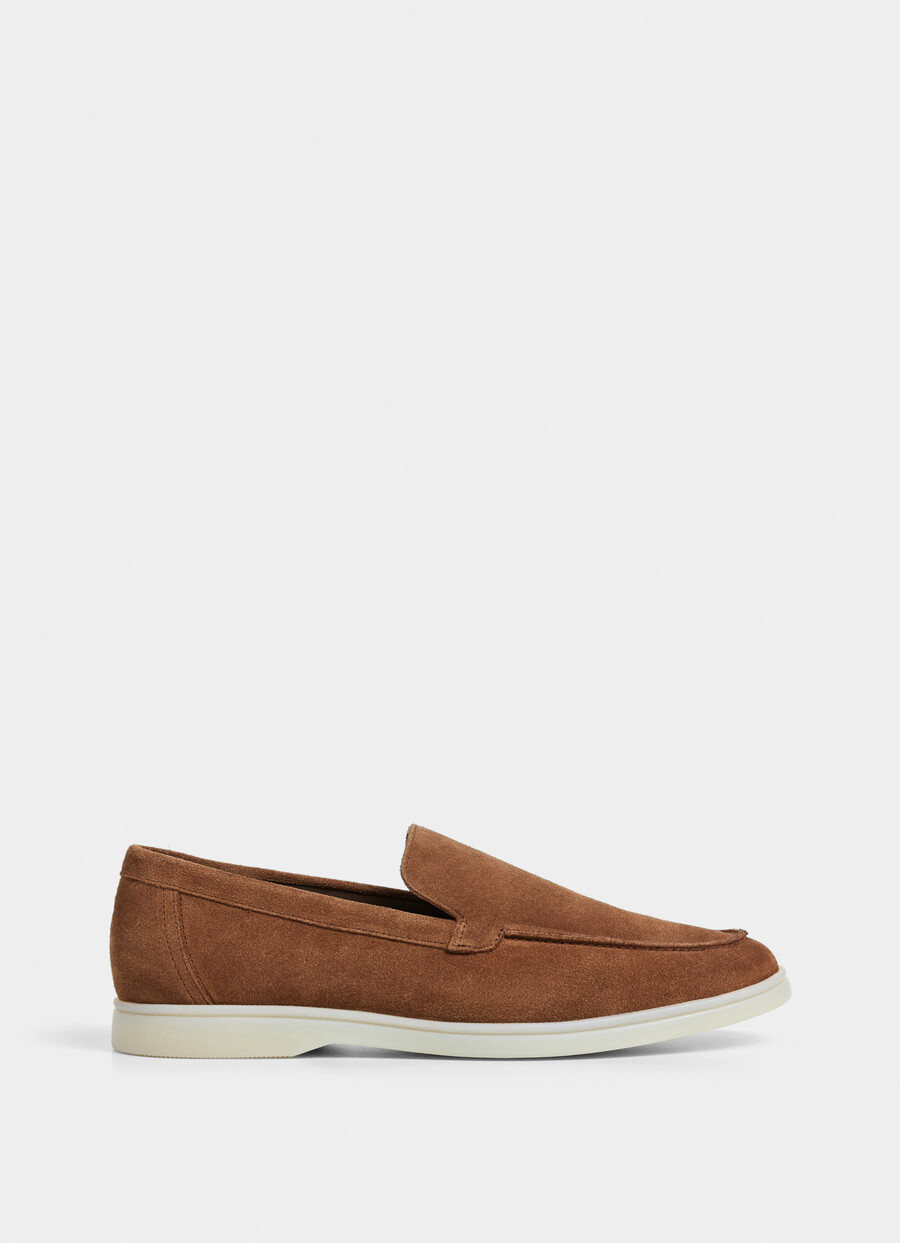 brown suede loafer side