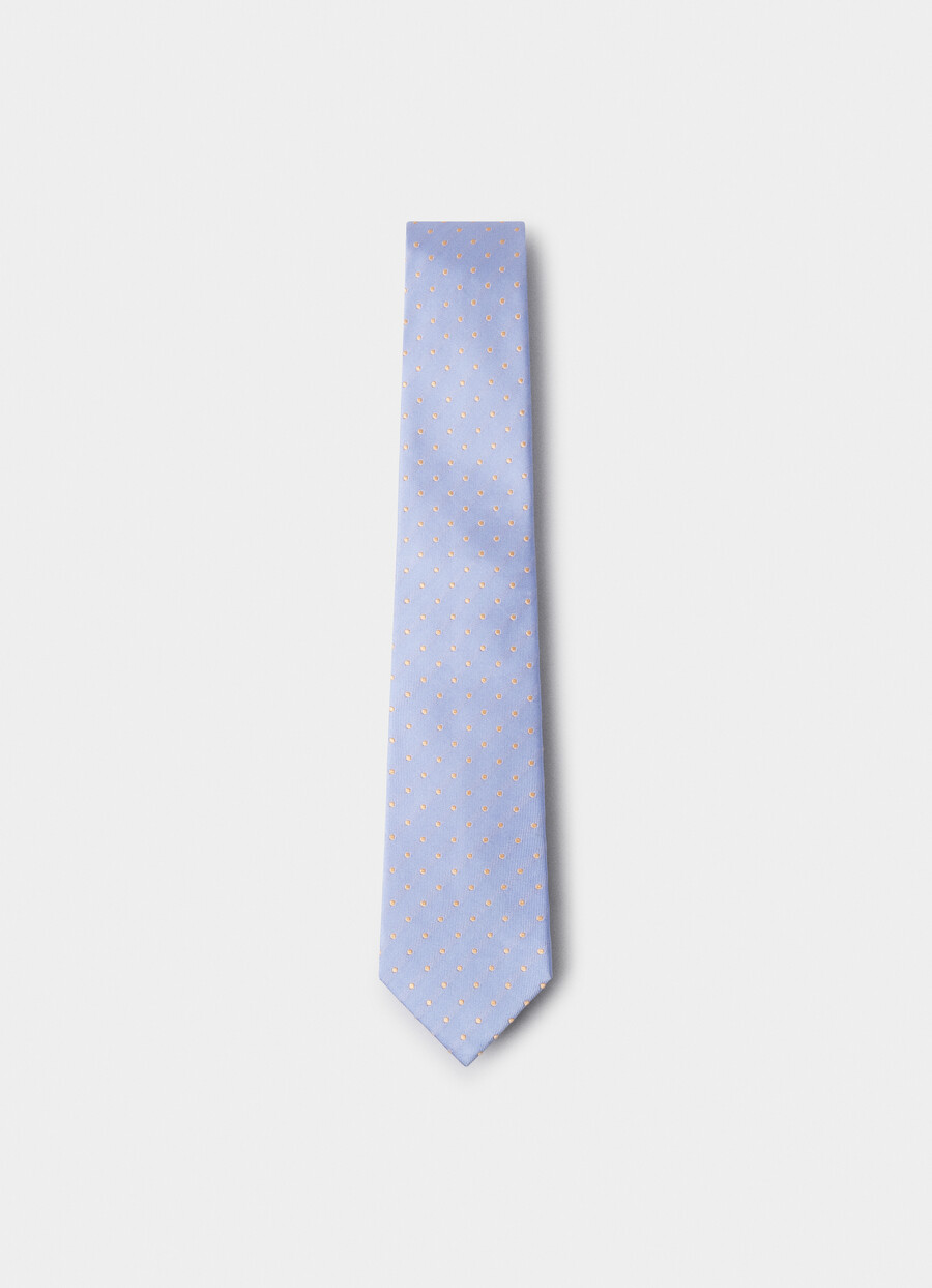 blue dot silk tie front