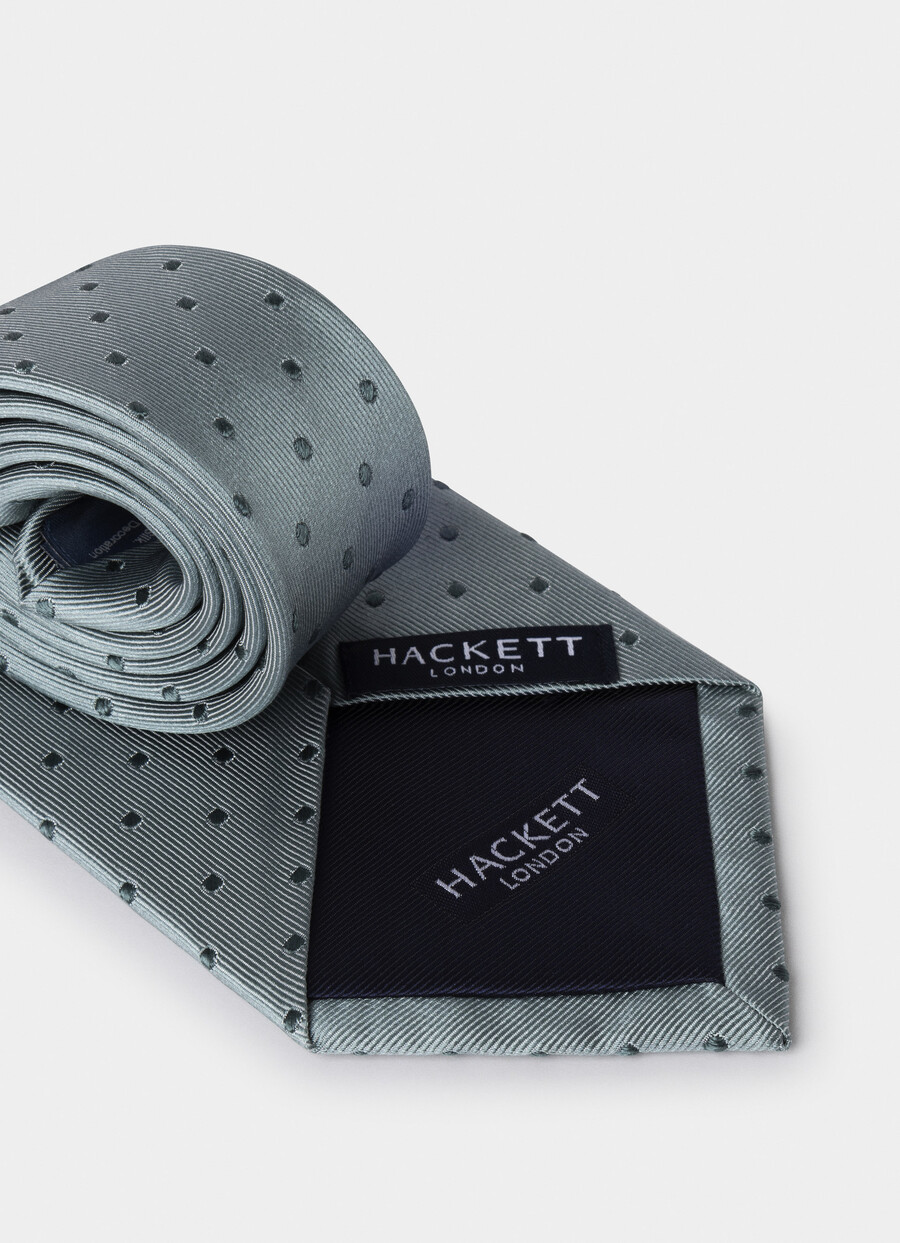 green dot silk tie detail