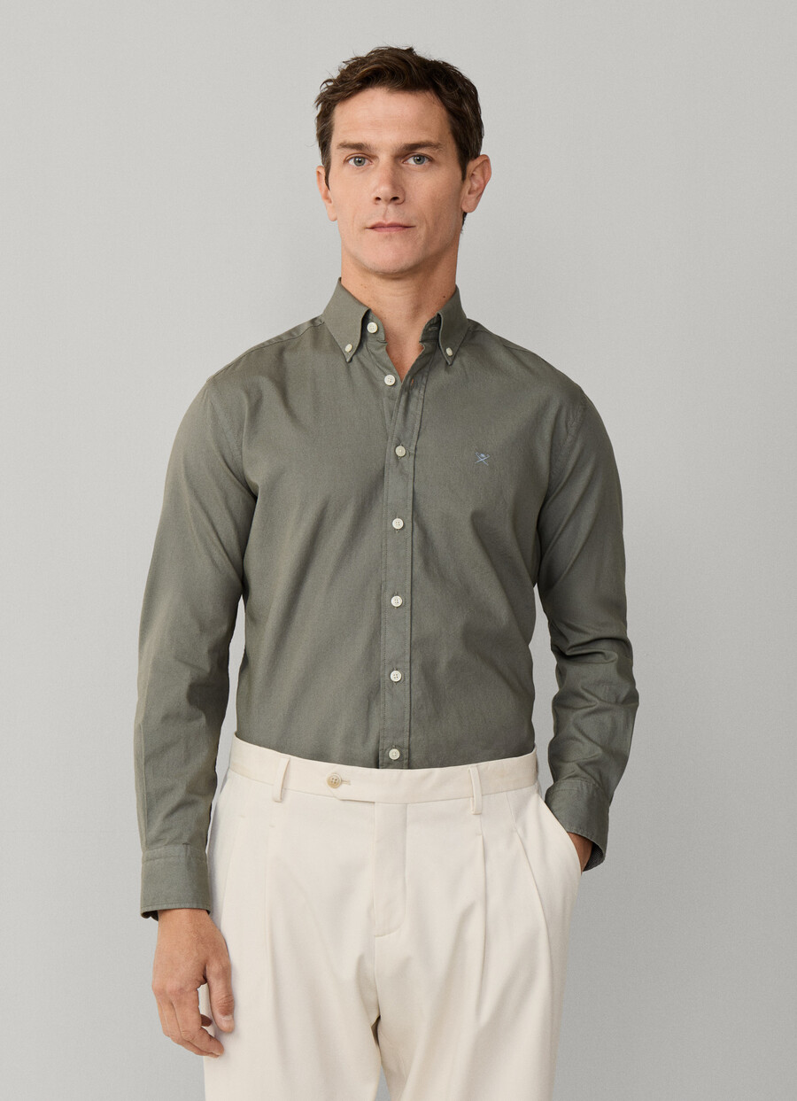 green garment-dyed Oxford back