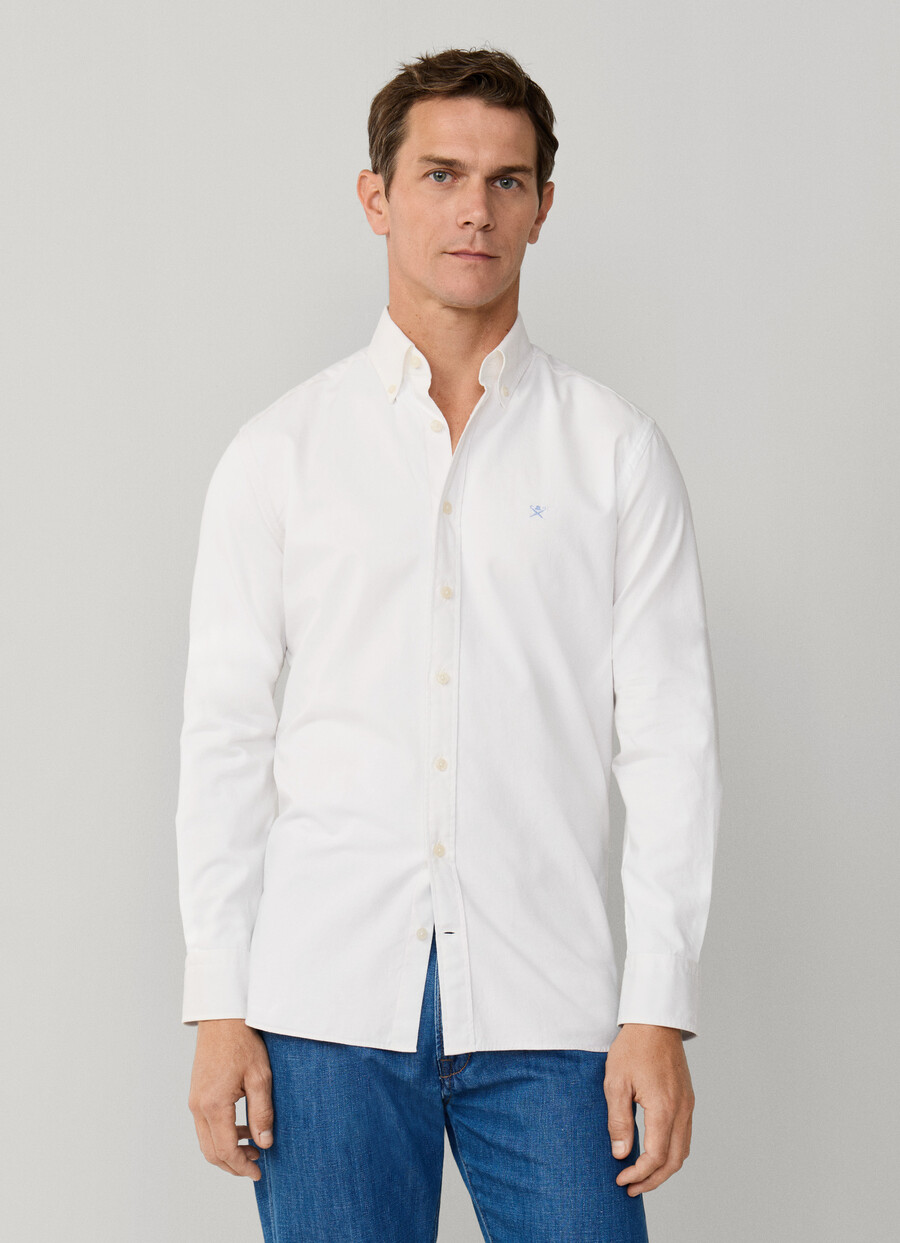 white garment-dyed Oxford back