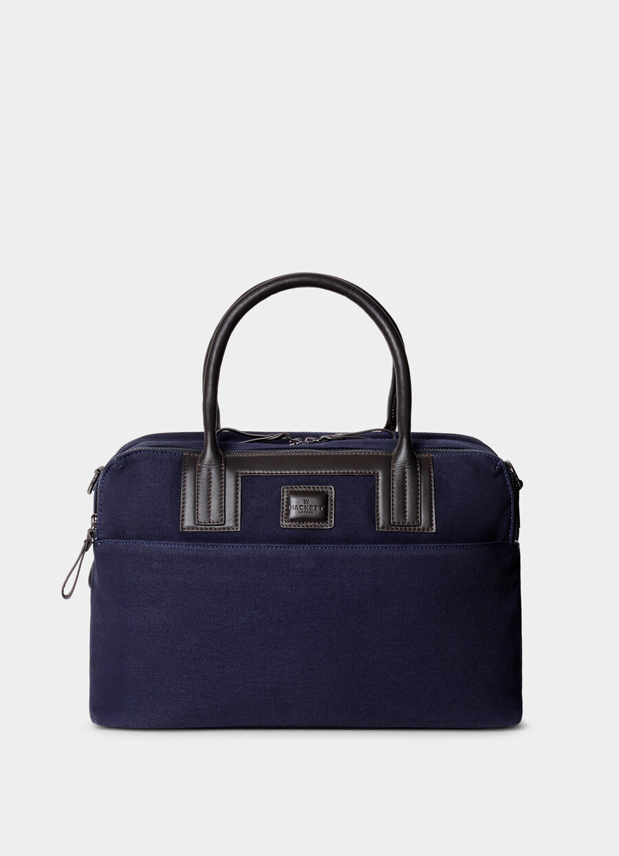 navy canvas bag front
