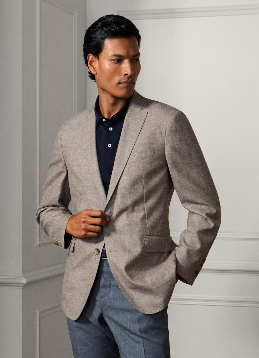 sage hopsack blazer front