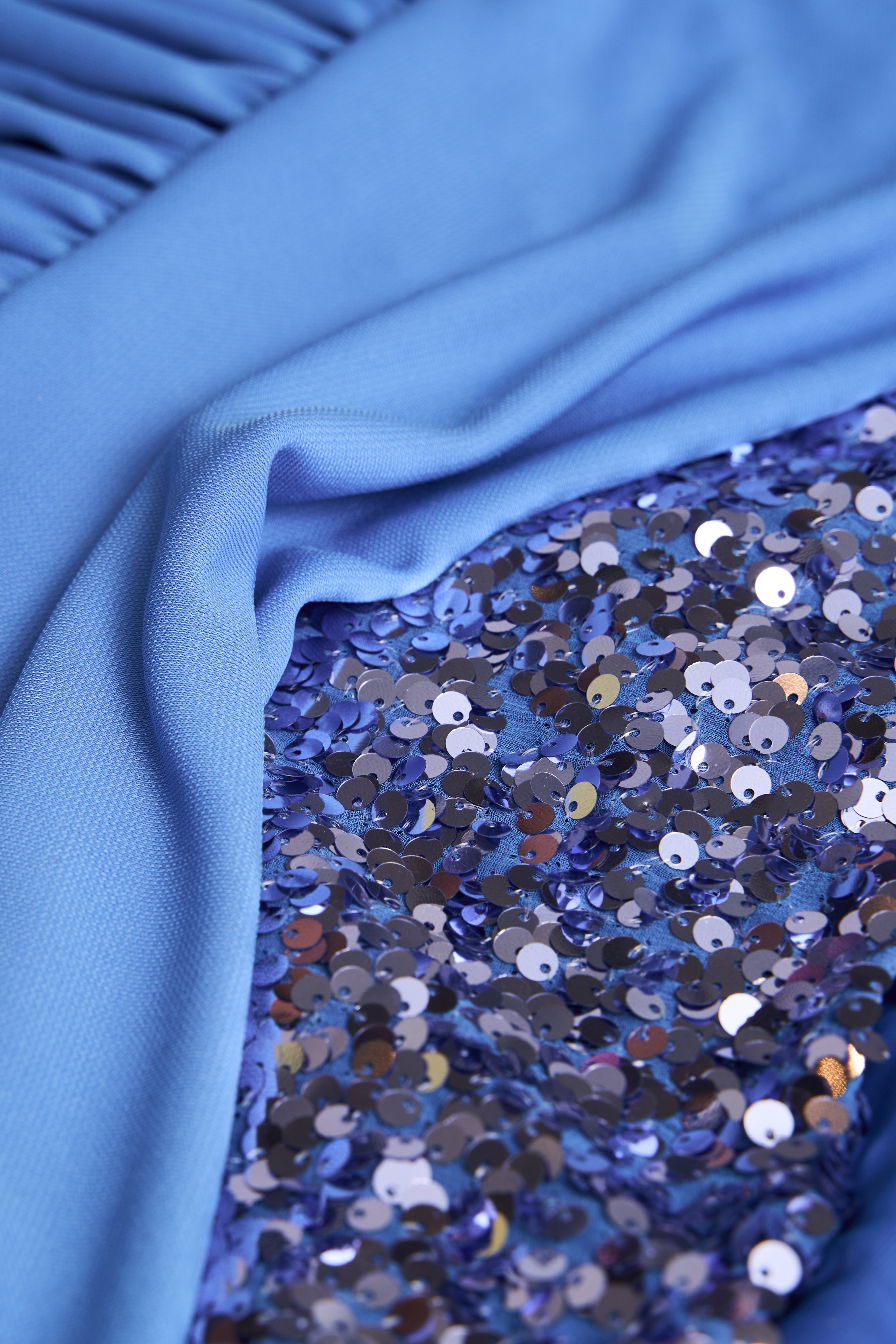close-up of jersey and sequin contrast