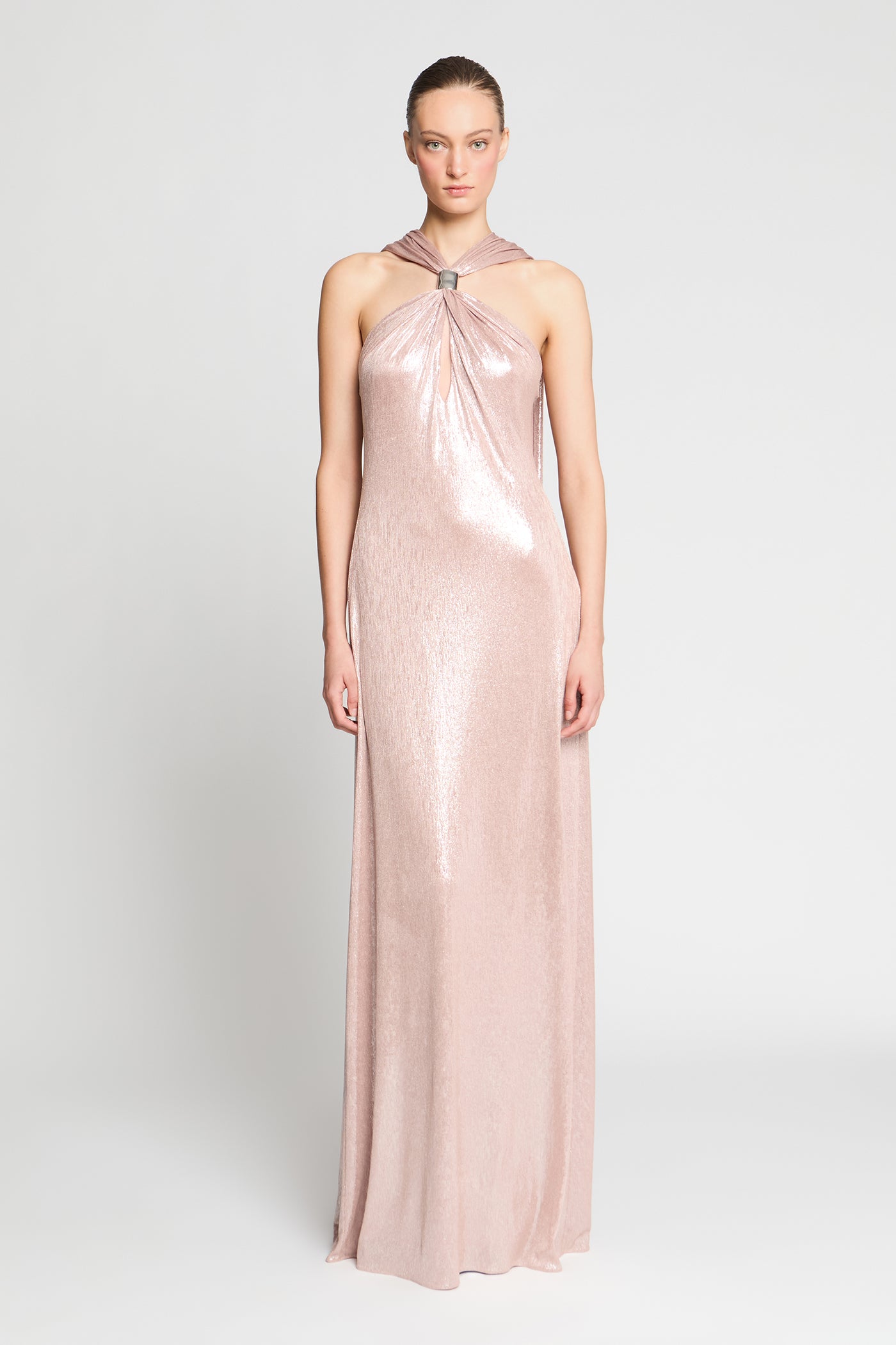 side angle with floor-length flare