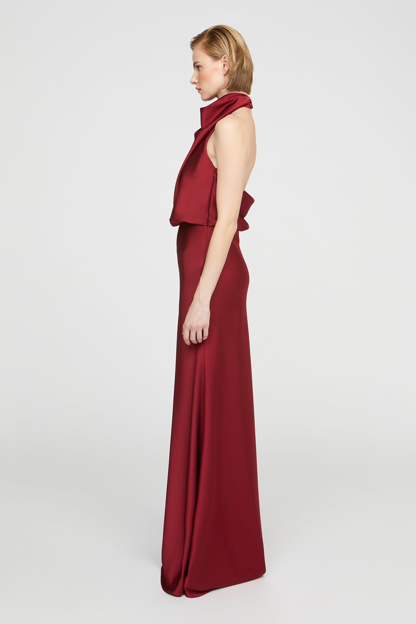 front view with subtle puddle hem
