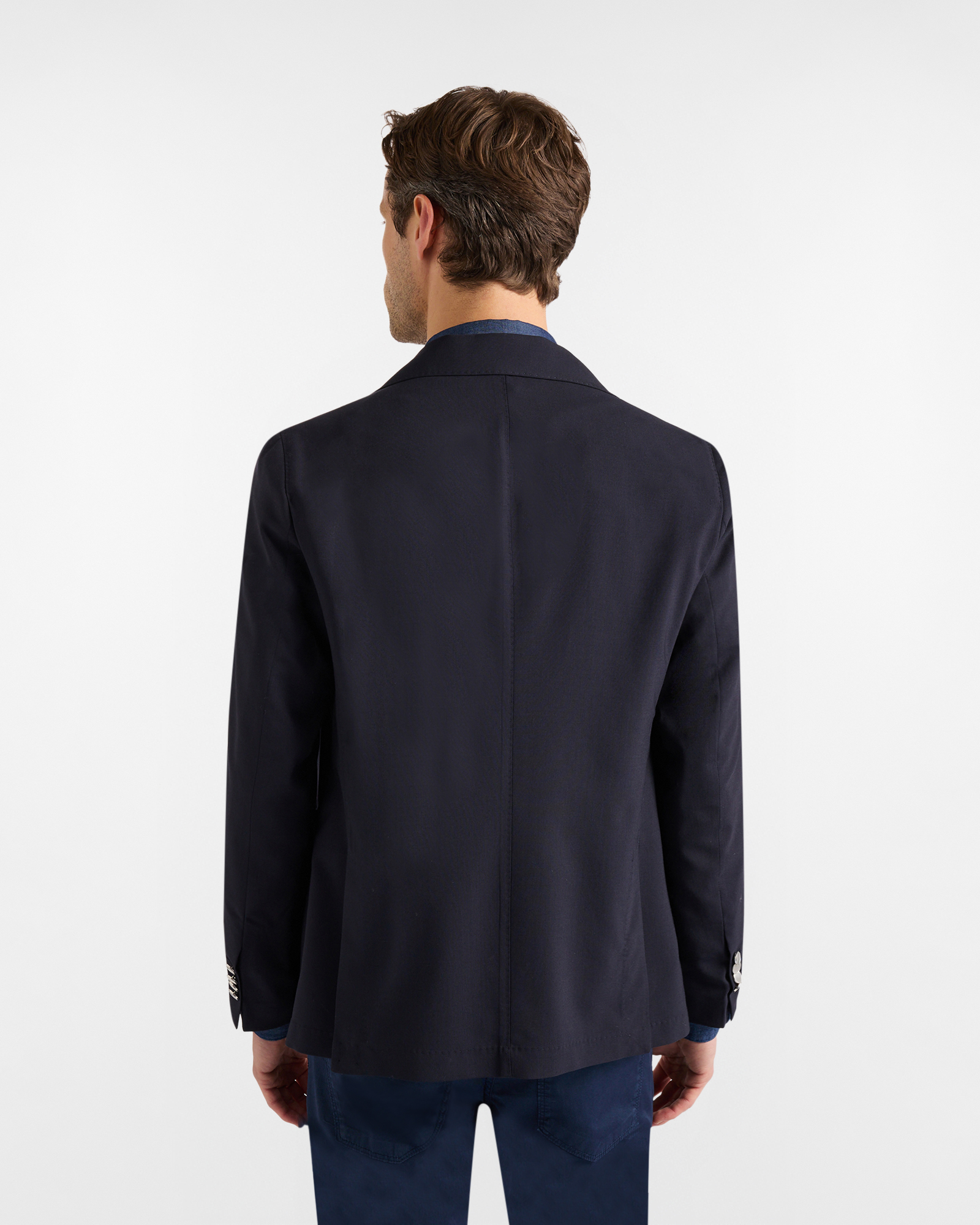 Alternate angle showing the soft tailoring silhouette