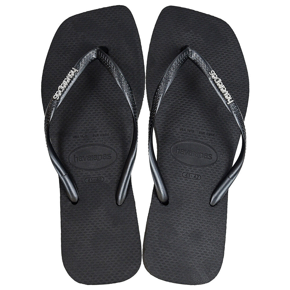 Slim Square Logo Metallic Flip Flops