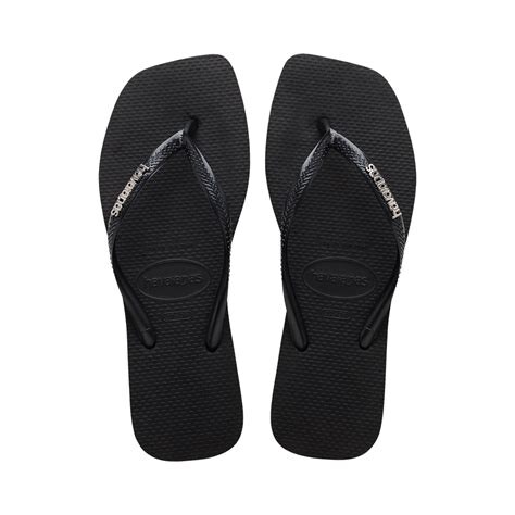 Slim Square Logo Metallic Flip Flops — alternate product/detail view